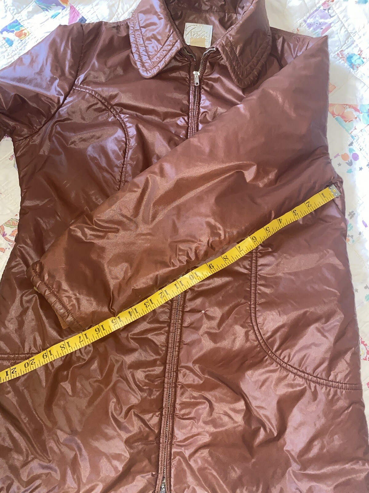 Vintage Roffe Brown 70s 80s Ski Puffer Coat Jacket Zip Up Insulated Womens Large