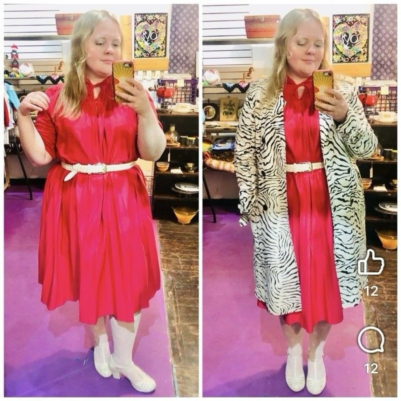 1970s 1980s Knit Lounge Trapeze Dress Hot Pink Fuchsia Pleated Tent Dress