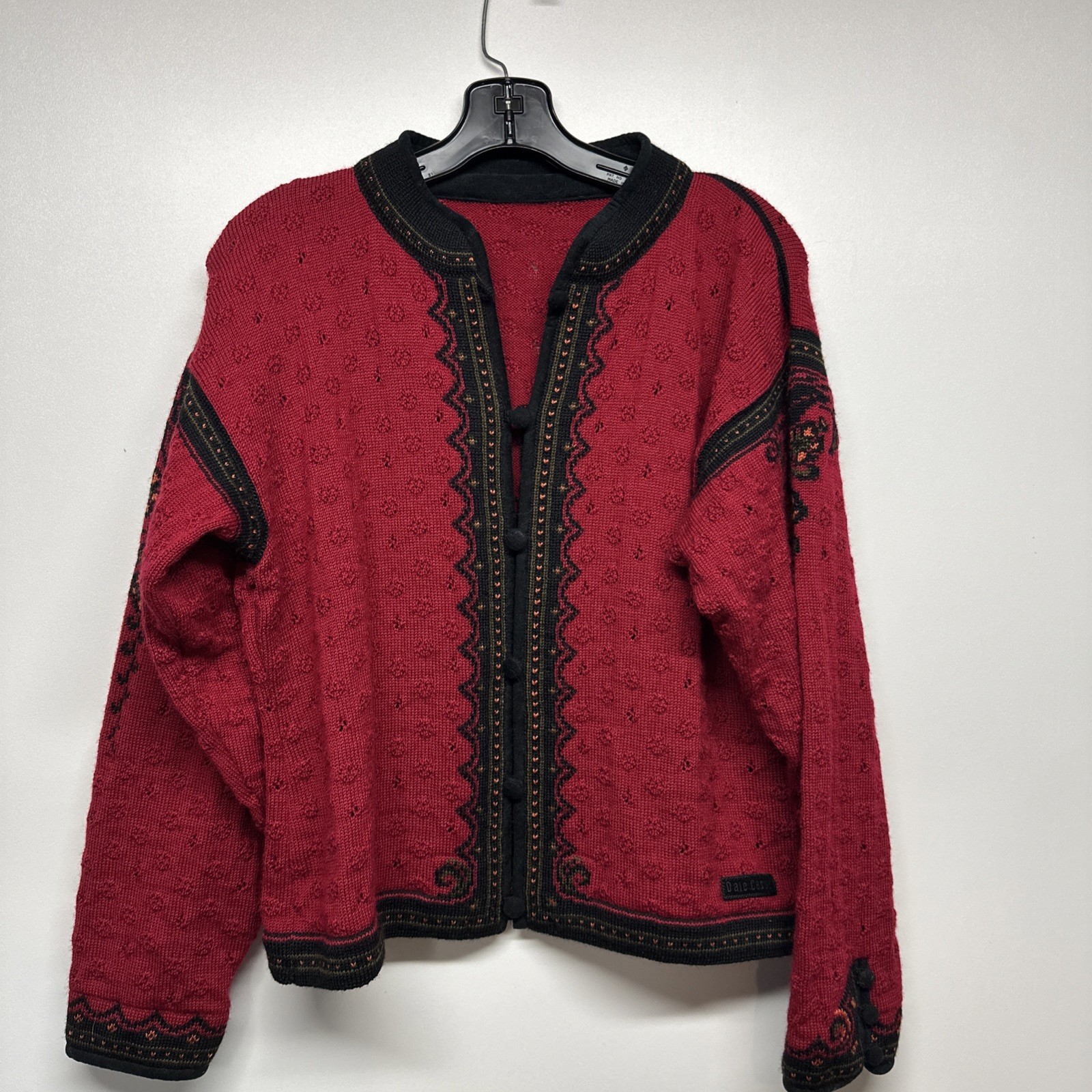 Women’s Dale Norway Red 100% Wool Sweater Ladies Large L Cardigan Dale Casual
