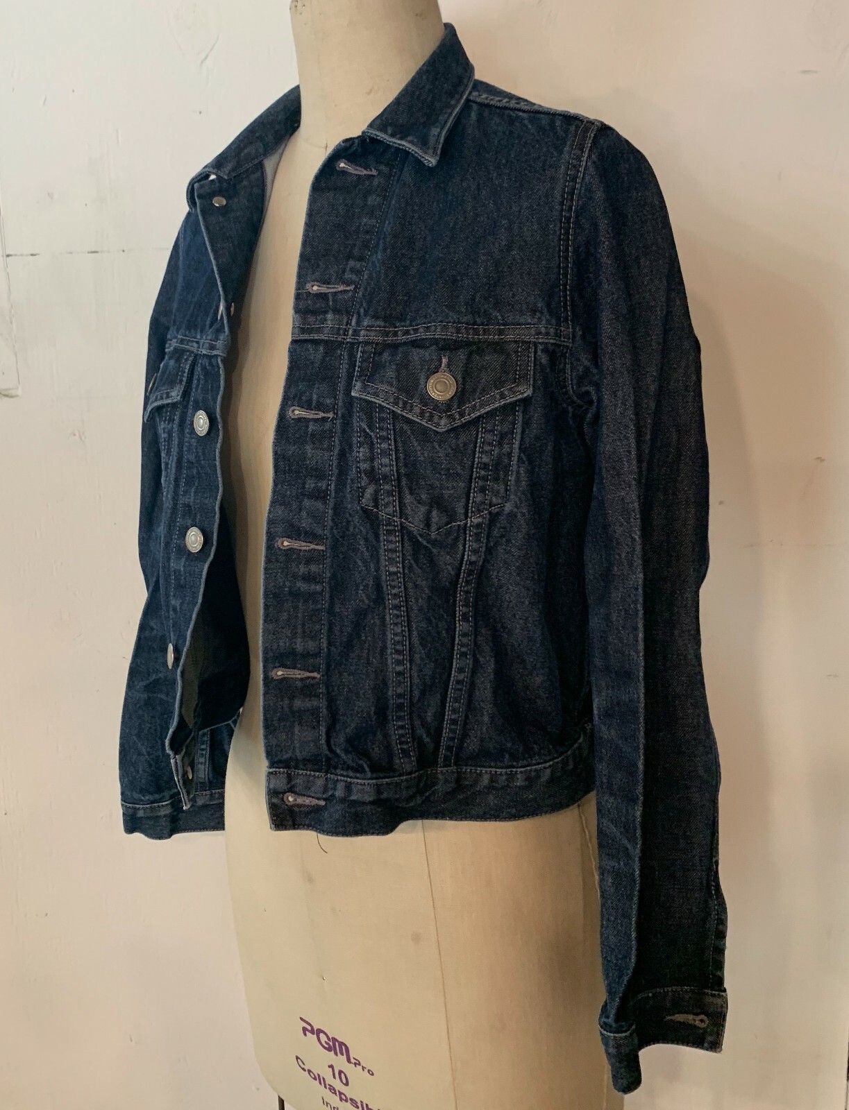 UNIQLO Vintage Blue Denim Jacket XS S M 1990s Classic Jean Jacket w/ Pockets
