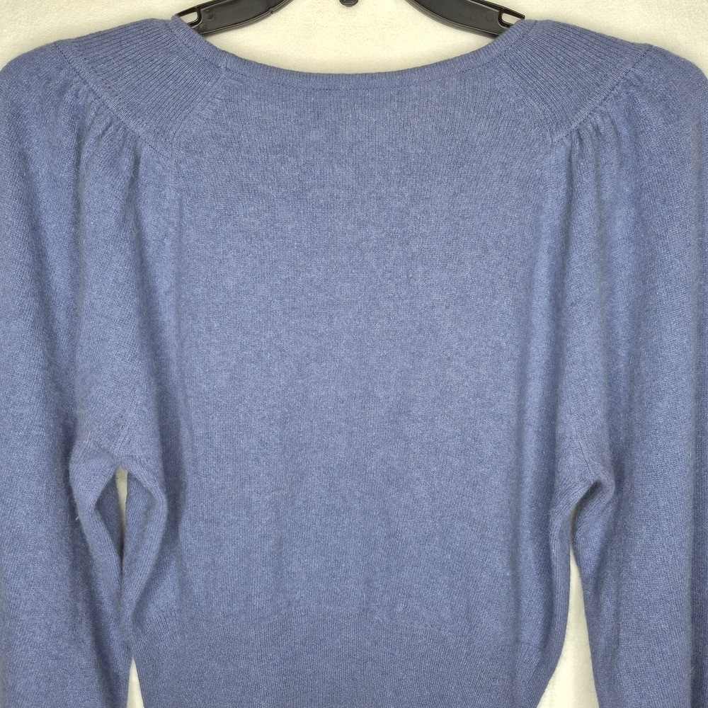 Vintage Carson Pirie Scott Angora Lambswool Puff Shoulder Sweater Blue – M