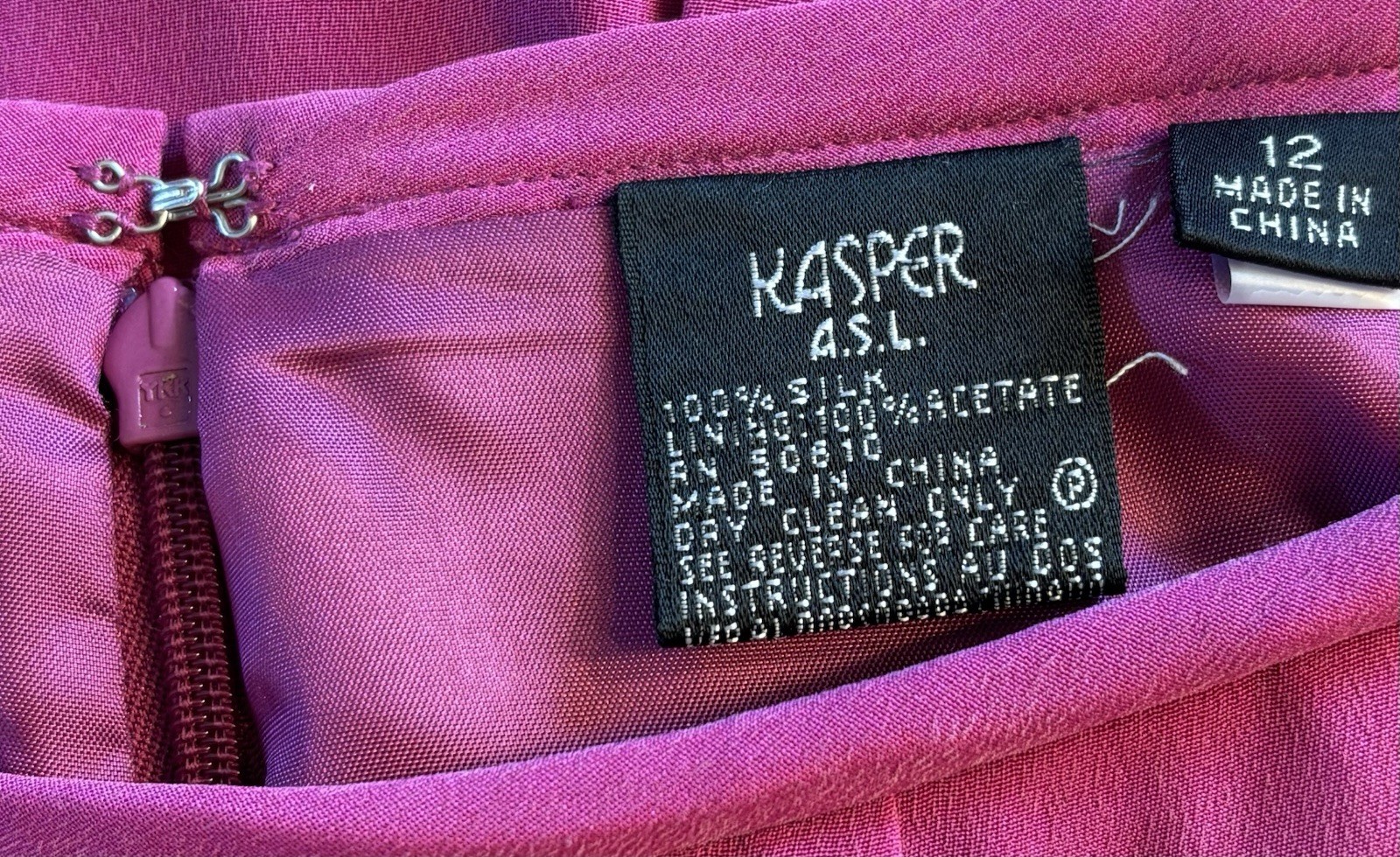 Vintage Kasper 100% Silk Hot Pink Skirt Sz 12 Career Girl/Quiet Luxury/Feminine