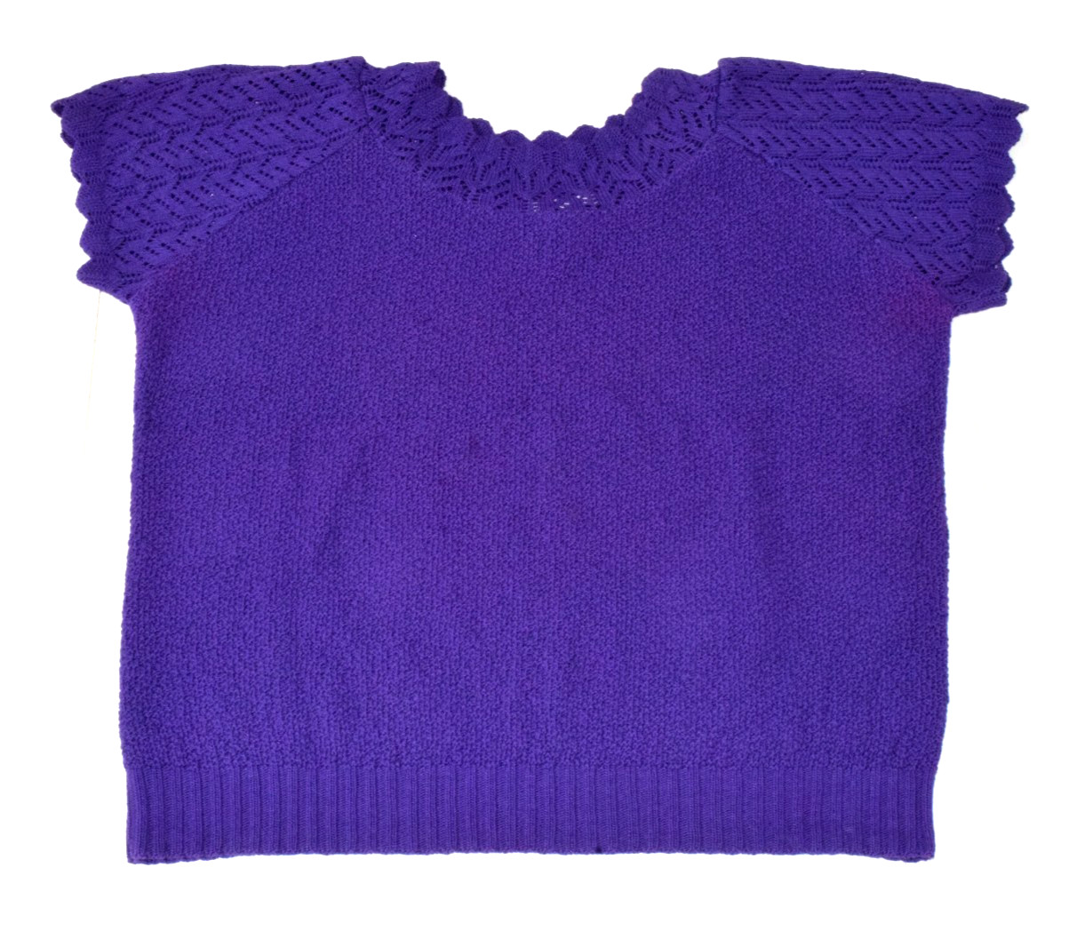 Vintage Sweater Top Carly Blake Size L 90s Grape Purple Cotton Scalloped Trim