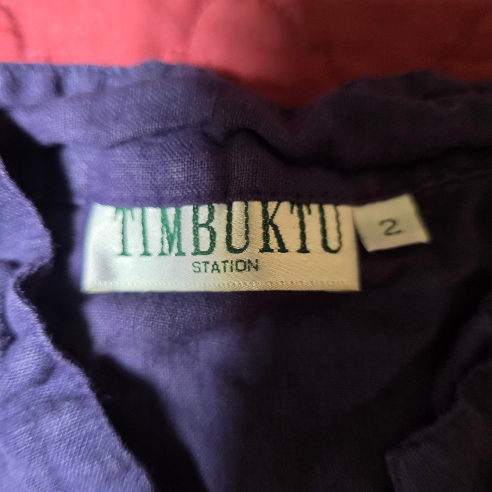 Vintage Timbuktu Station Purple Textured Short Sleeve Shirt Size 2 Button Up