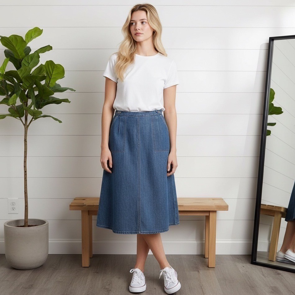 Vintage Levis Denim Wrap Skirt A-Line 70s 80s Cottagecore Coquette Romantic Boho