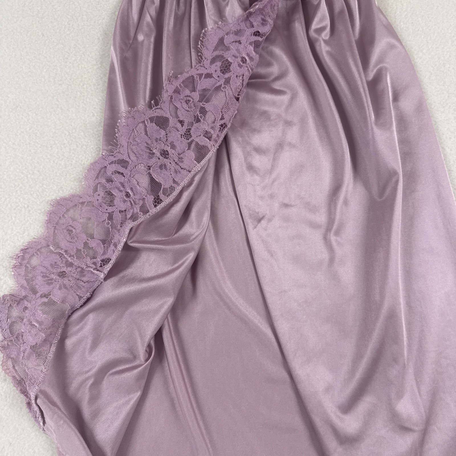 Vtg Half Slip Side Lace Slit XS Union Made Light Purple Lilac 1960s 1970s Pinup