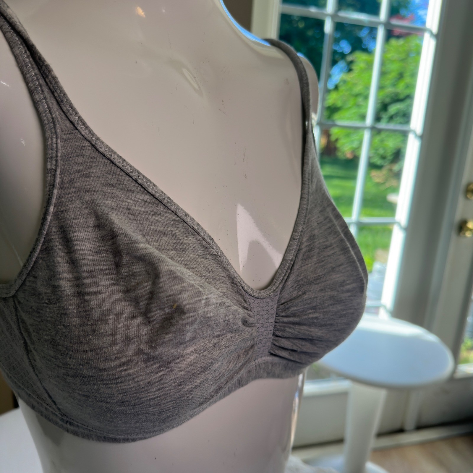 Warner’s Bralette Vintage 90s Gray Cotton Blend Heathered Wireless 36 A-B-C