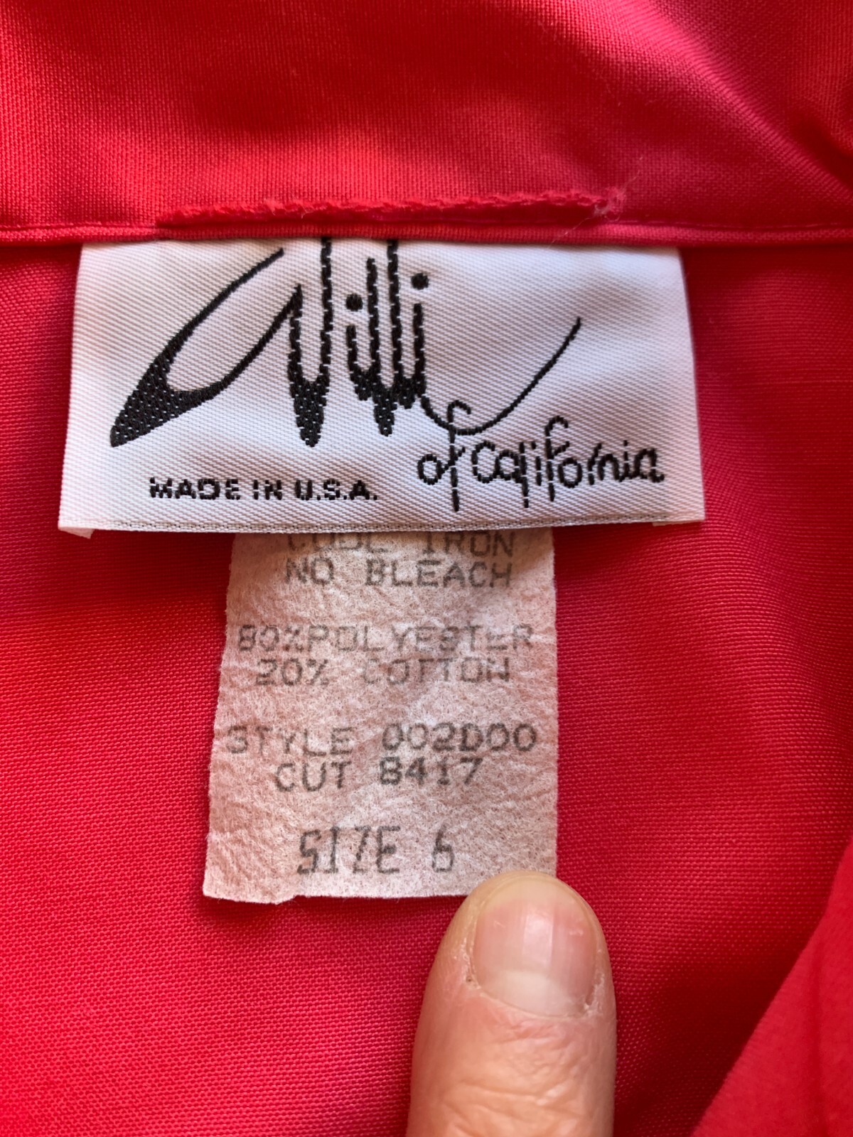 Vintage Willi Of California Women Watermelon 3/4 Sleeve Belted Midi Dress Sz 6
