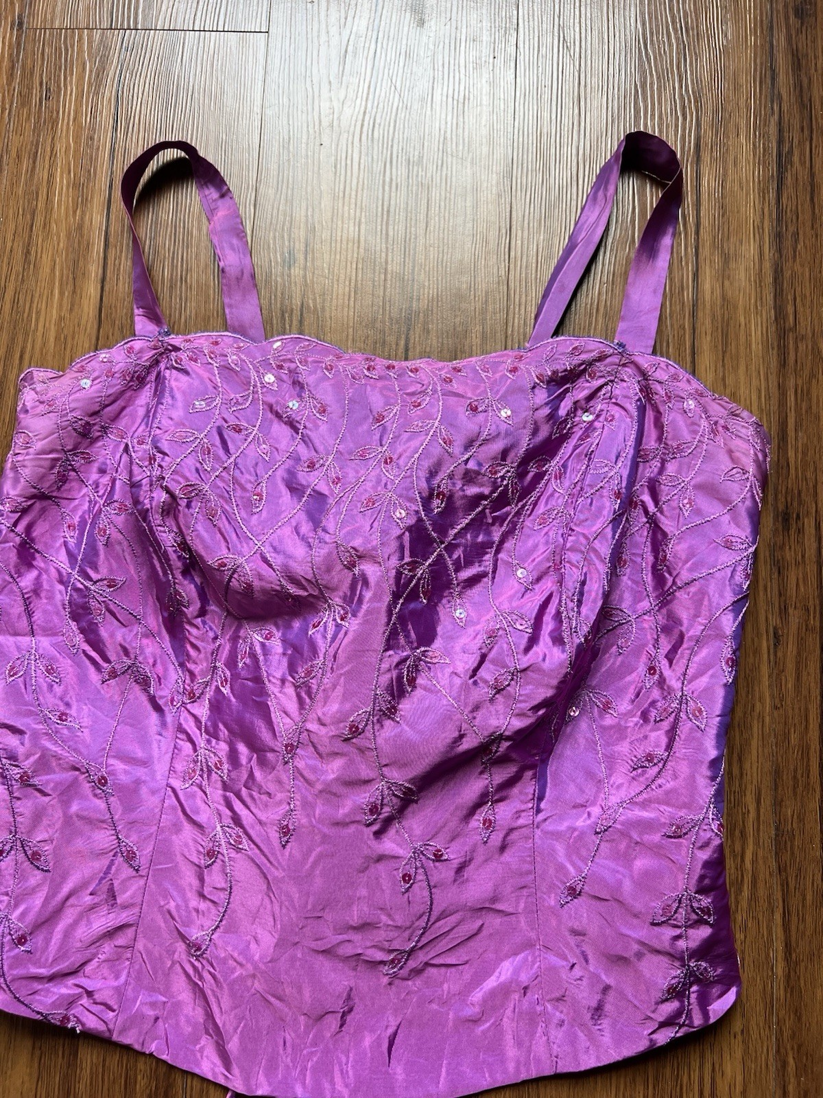 Vintage Dave & Johnny Corset Top Purple Iridescent Evening Embroidered Sequin 14