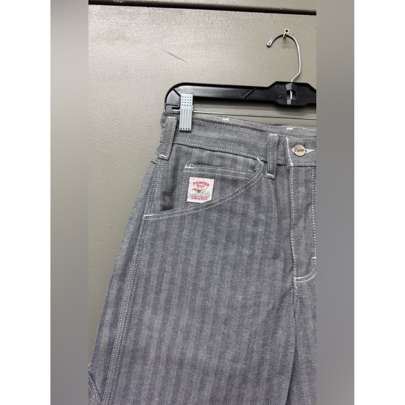 Vintage Deadstock 1970s Pointer Hickory Striped Denim Carpenter Jeans 28X31