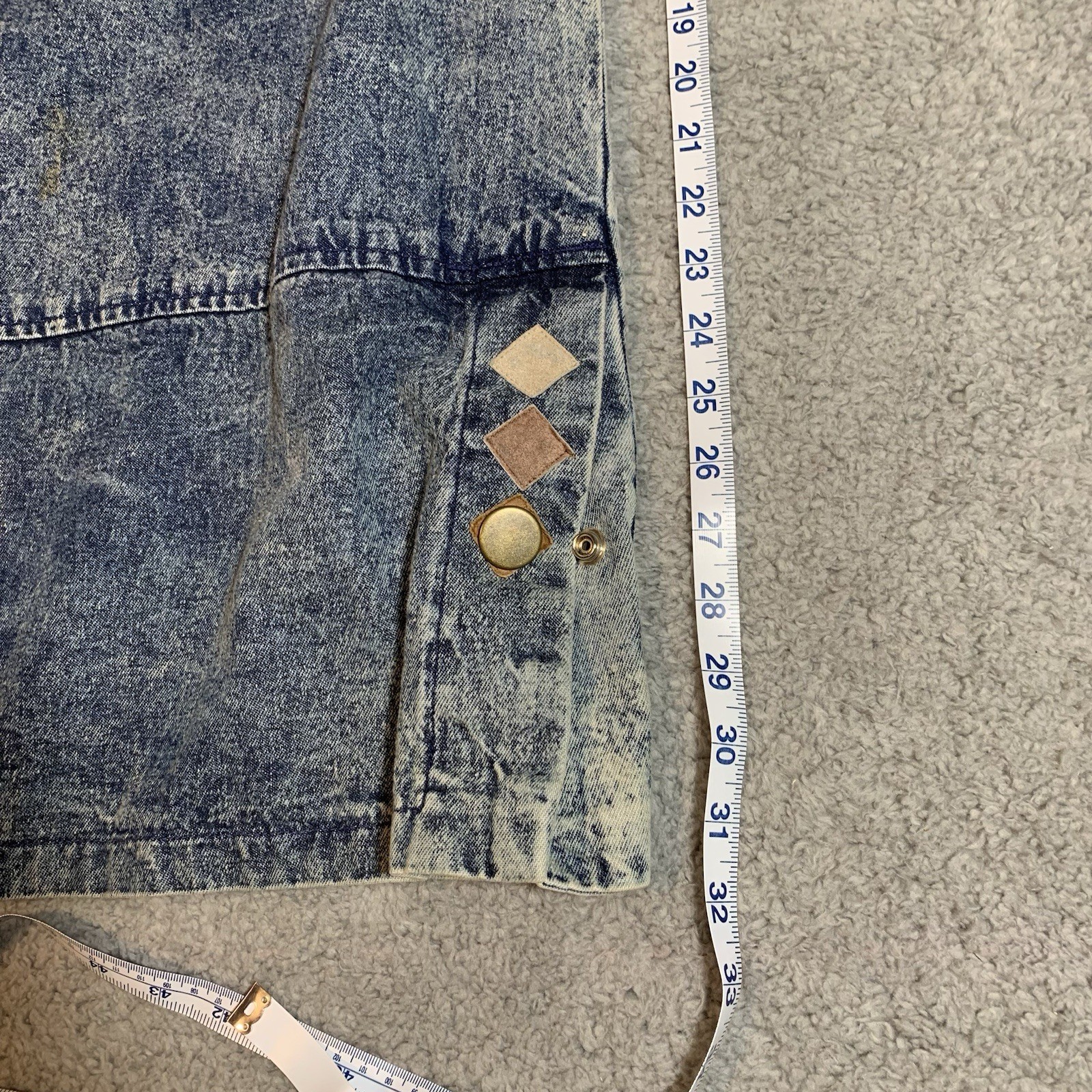 Vintage Camarim Denim Skirt Set 80s Acid Wash Jacket Western Patchwork Size 6