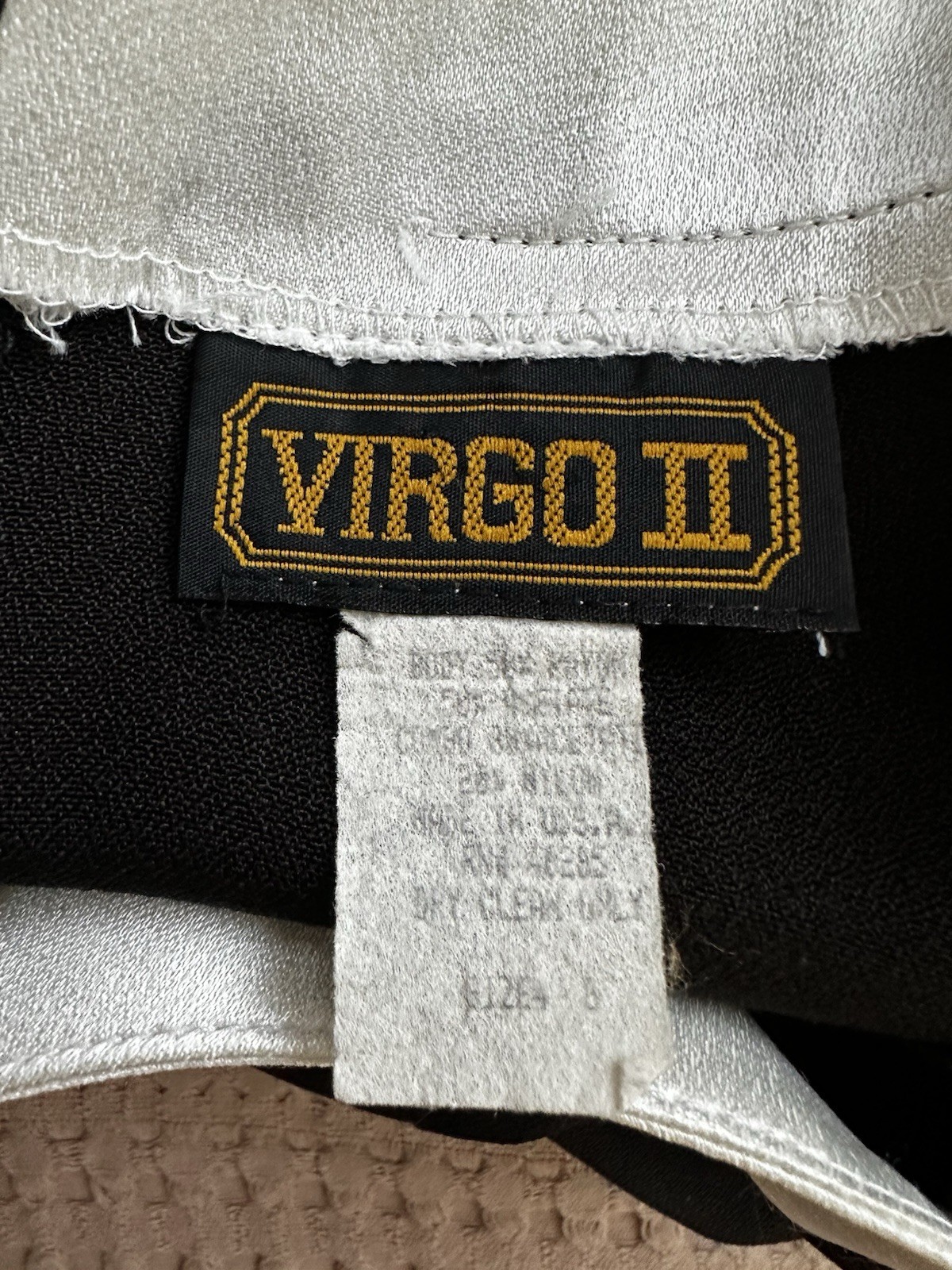 Vintage Virgo II Size 8 Black White Contrasting Trim Midi Dress Slit
