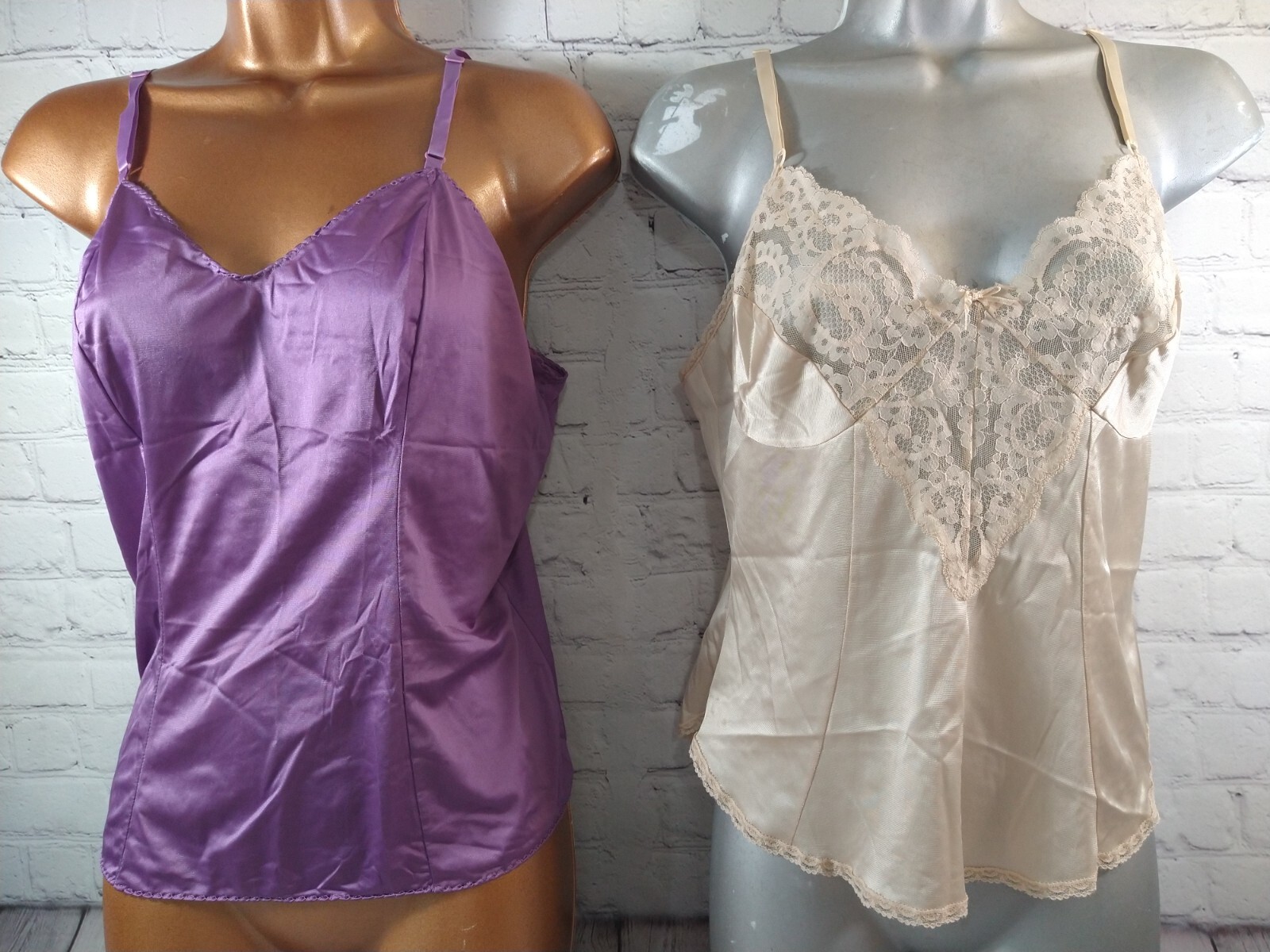 Lot of 2 women’s vintage purple WONDER MAID & creme SEARS camisole – size 36
