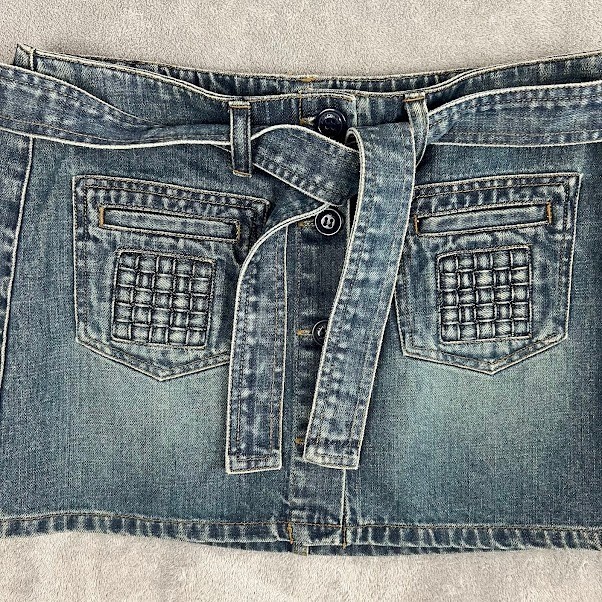 Vintage Y2K American Eagle Denim Mini Skirt Womens 4 Patina Fade Grunge