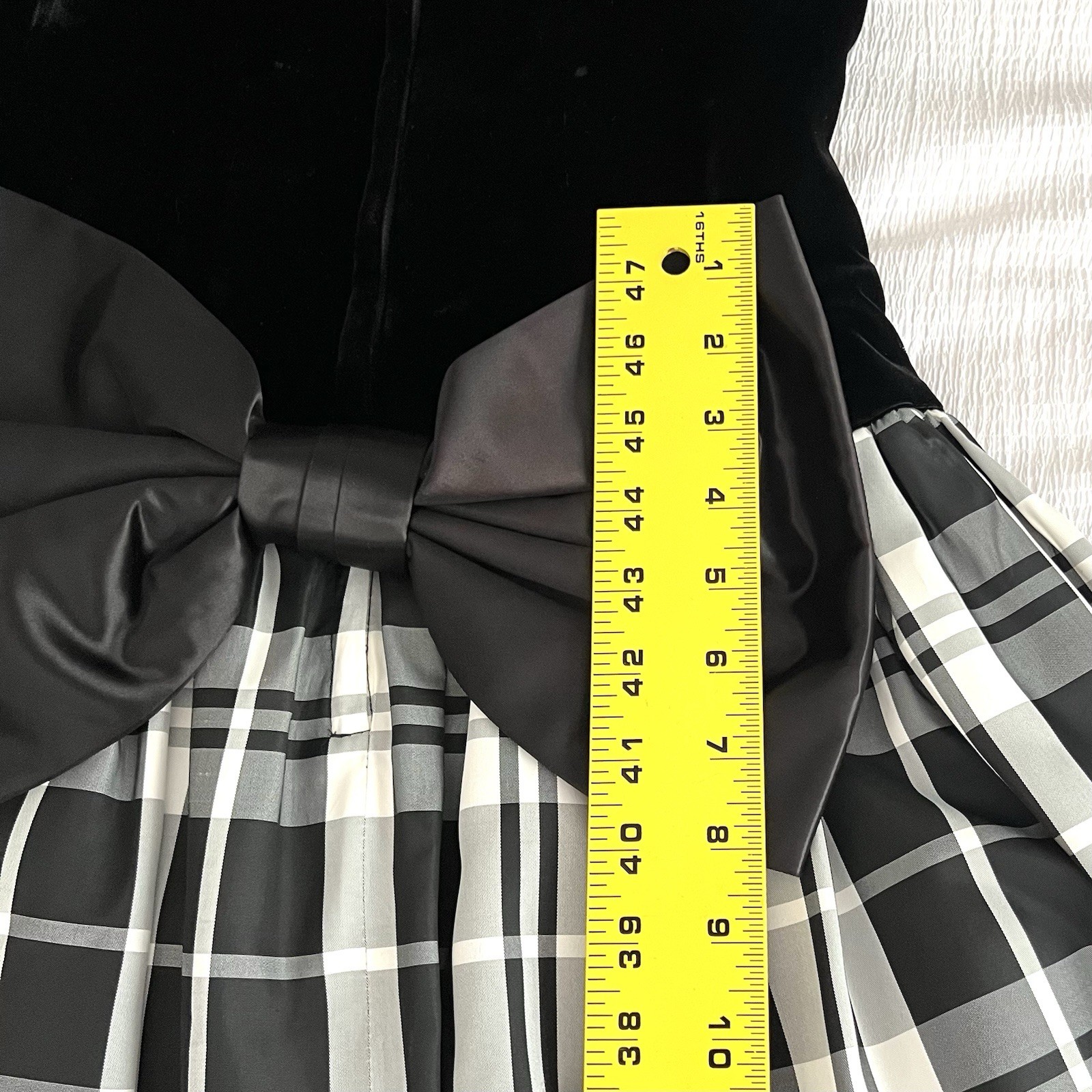 VTG 80’s ACT 1 New York Black Velvet & Taffeta Dress Satin Back Bow Sz 9-10 USA