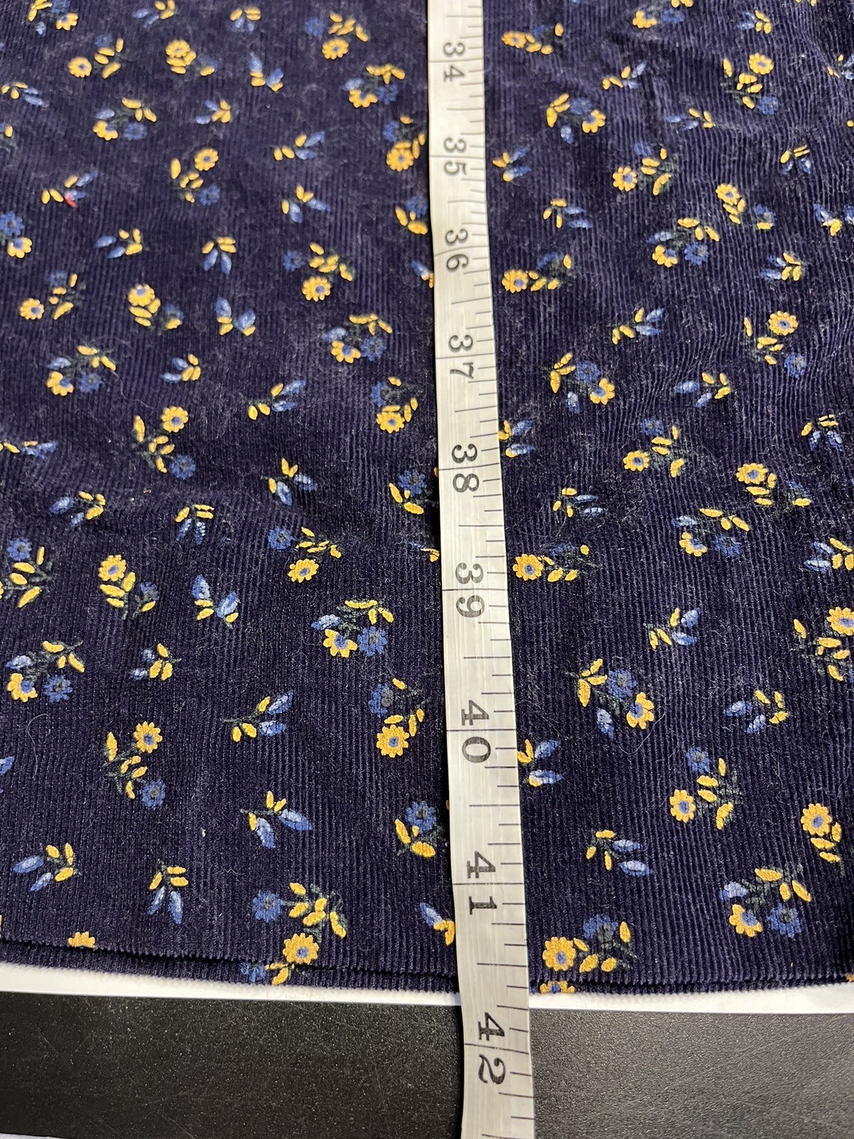 Fads Vintage 1980’s Blue Floral Corduroy Jumper Pina Fore Dress Midi Size 10P