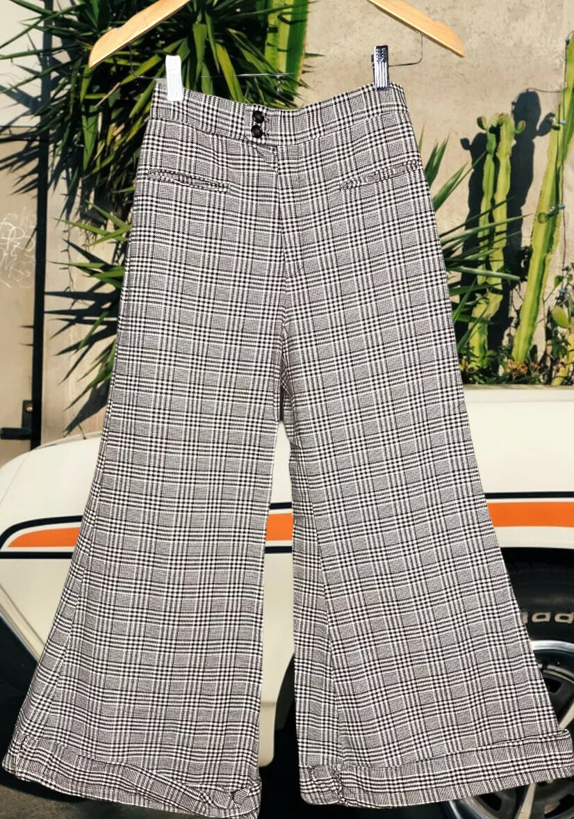 Happy Legs Authentic 70s Brown Plaid Bellbottom Pants Hippie , Bell Bottoms