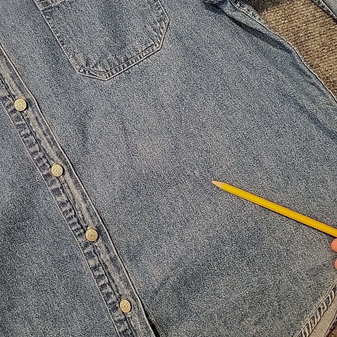 Vintage Denim Shirt L Hong Kong Button Up 100% Cotton Newton Trading Co