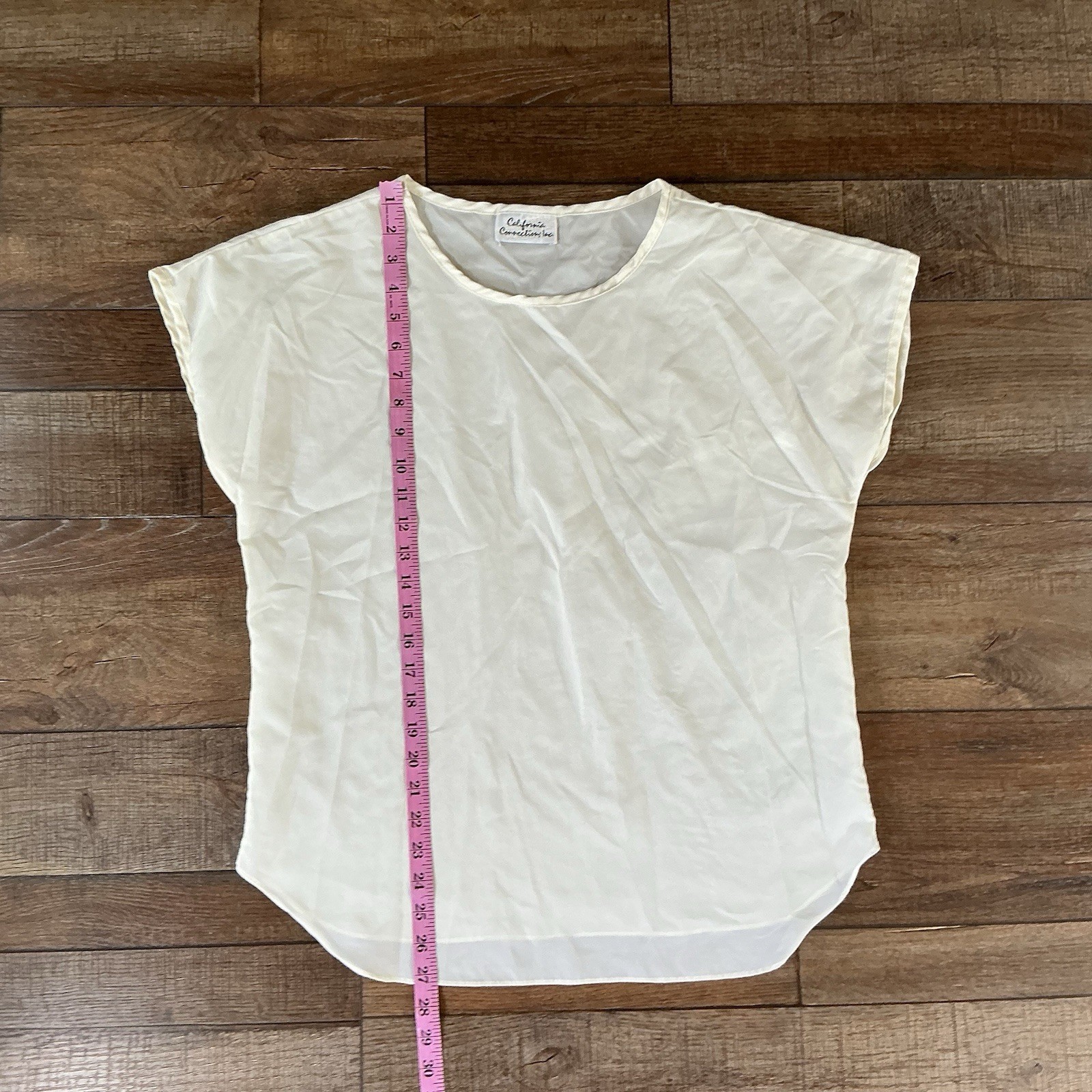 80s VTG California Connection Cream Cap Sleeve Blouse Womens L Minimalist 311111