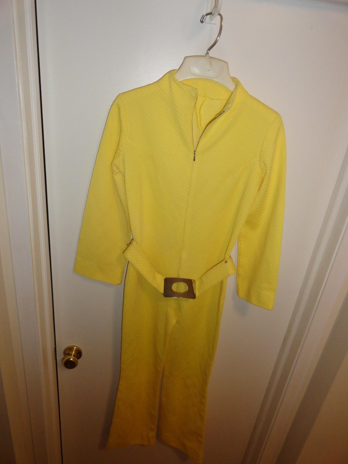 Vintage 1980s Retro Handmade Doubleknit Pantsuit Jumpsuit Bust 34″ Waist 30″