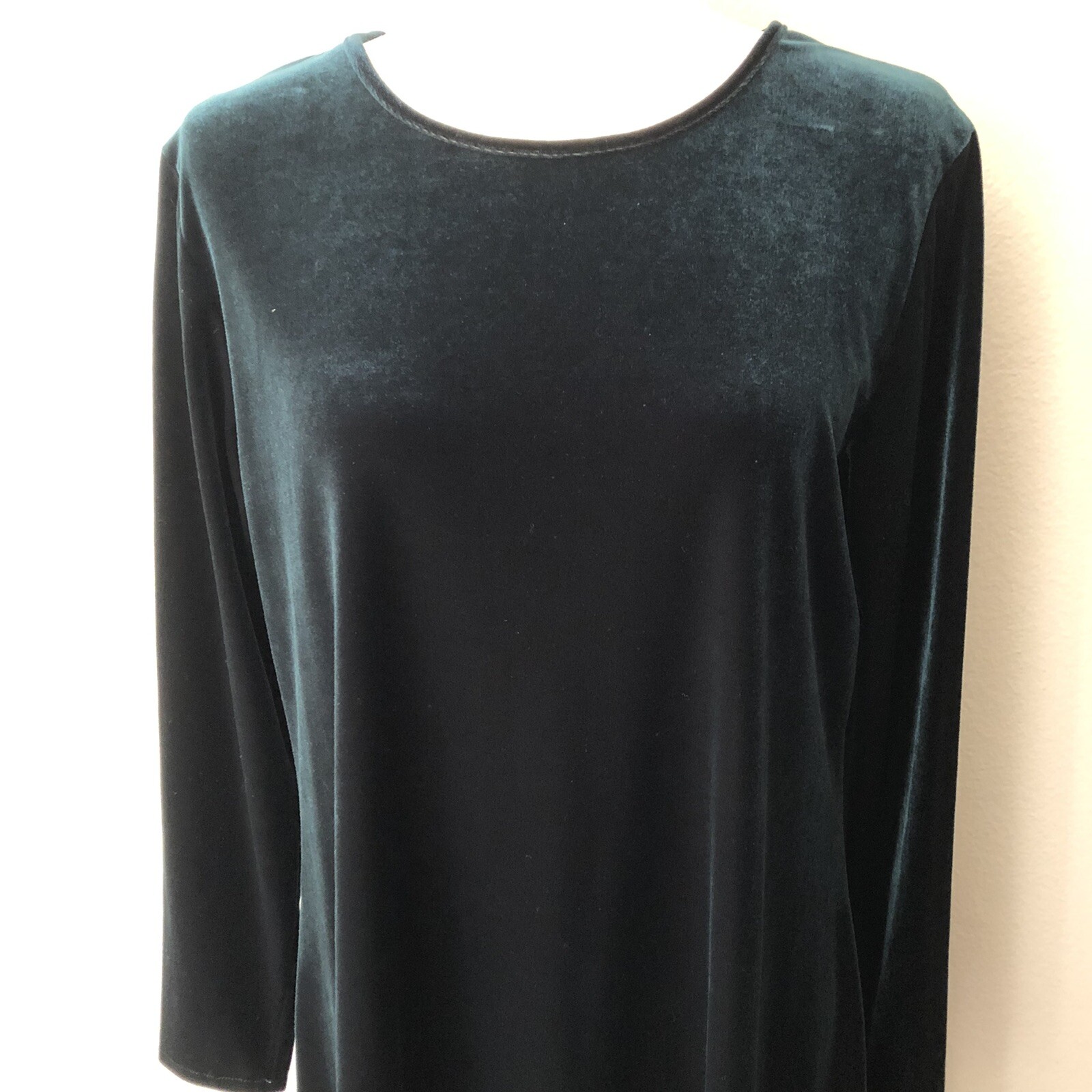 Vintage ’90s Grunge Velvet Stretch Shift Dress Forest Green K.C. Spencer size 14