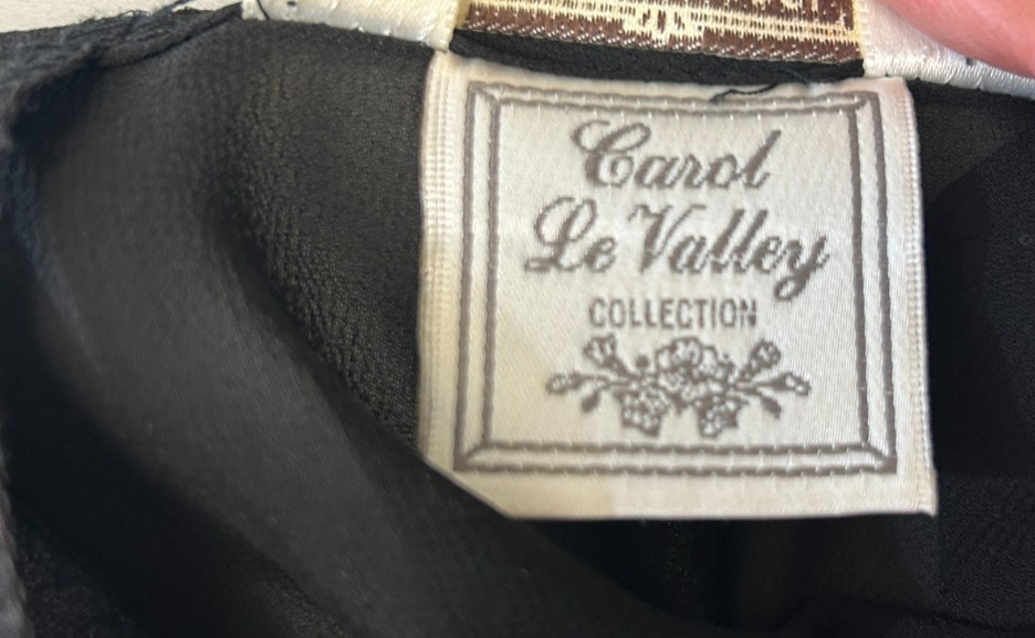 Vintage Henri Bendel Carol LeValley Black Sheer Top Rose Neckline Size 5 (Small)