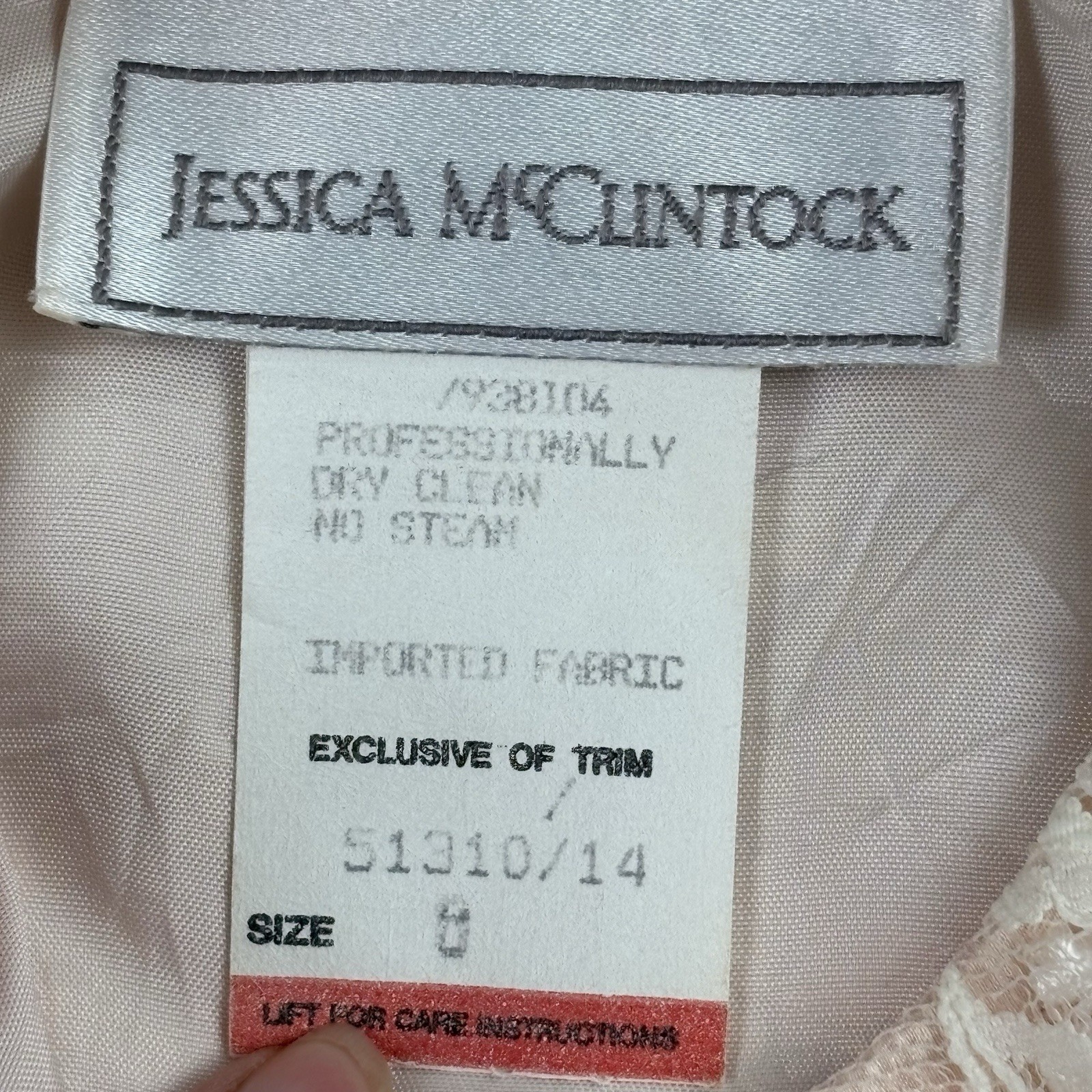 VTG 80’s Jessica McClintock Blouse 8 Pink Lace Pearl Buttons Victorian Cottage
