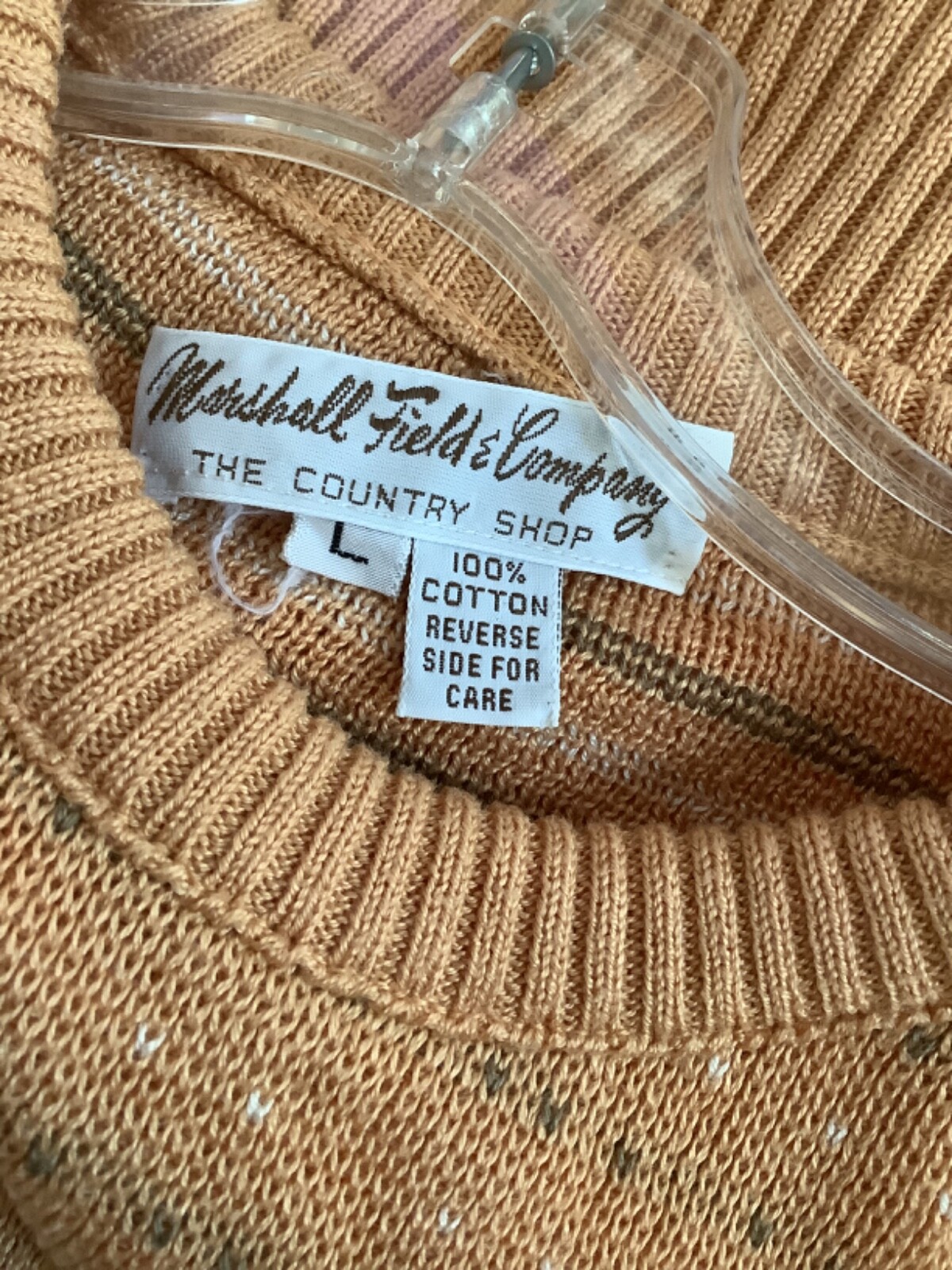 VINTAGE sz L MARSHALL FIELD’S The Country Shop peach pullover sweater 70’s 80’s