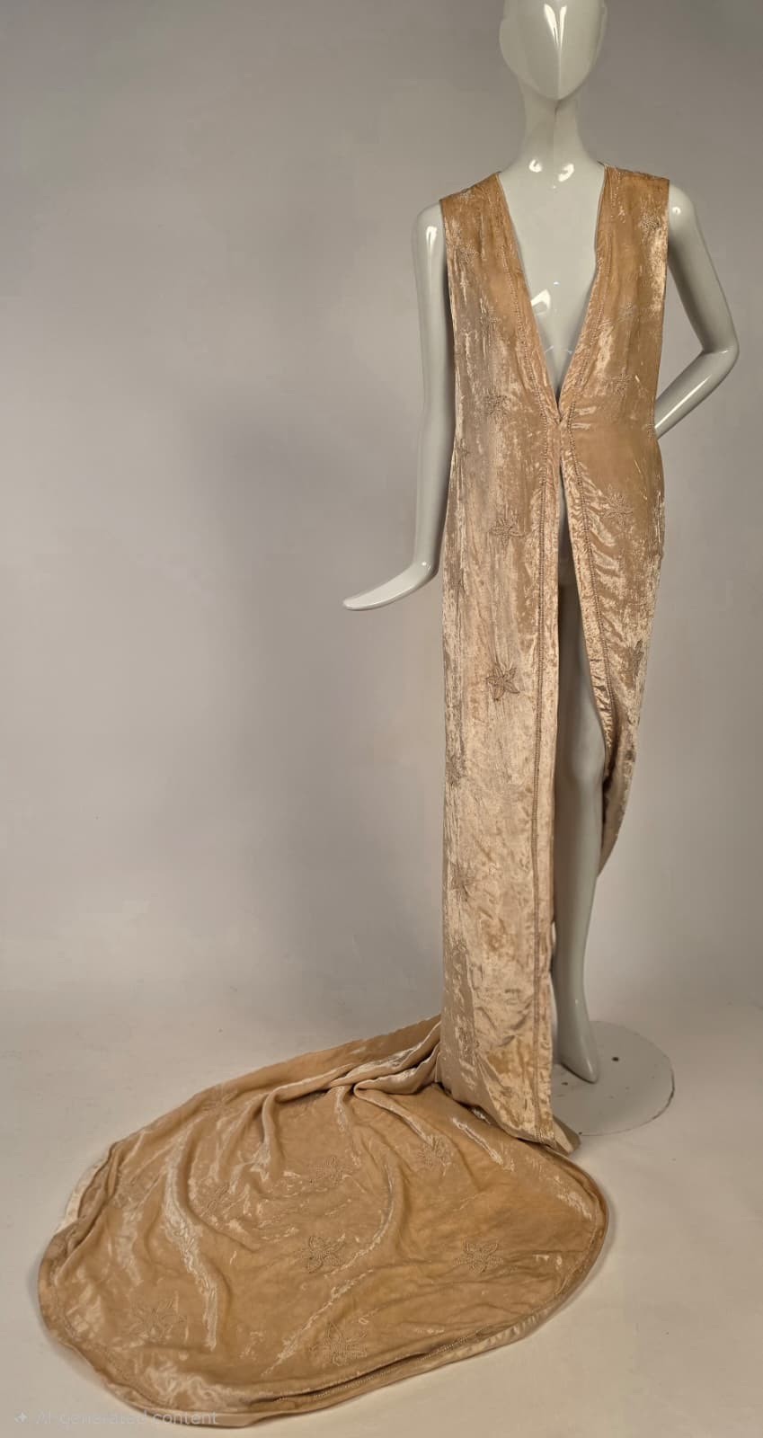 WEDDING WORTHY 1920’S BLONDE SILK VELVET BRIDAL COAT FOR DRESS W PEARL STAR