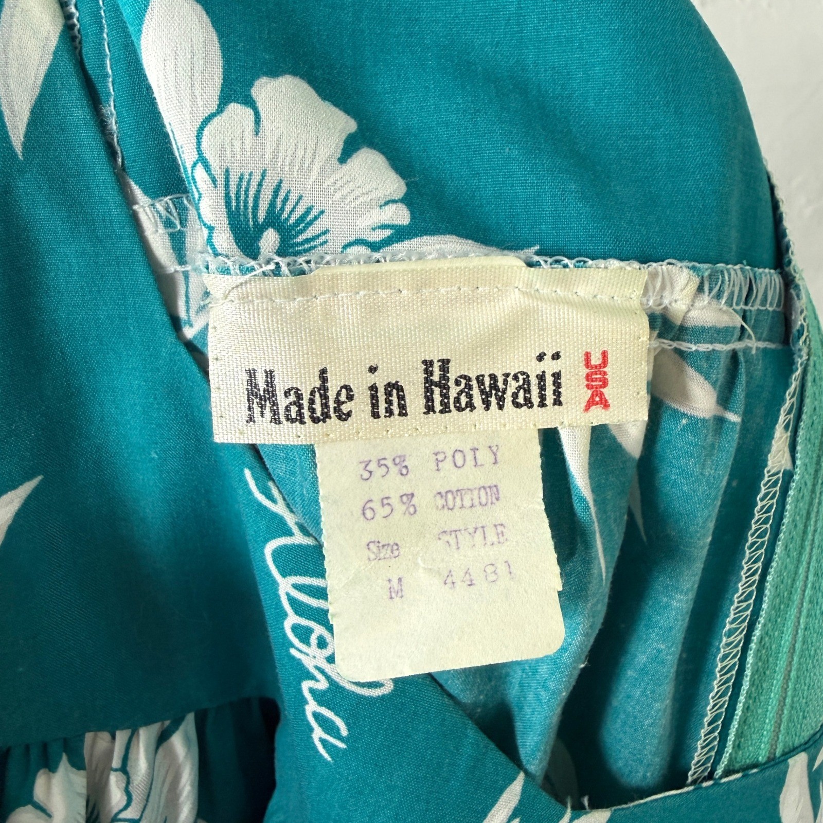 Vintage 80s 70s Made In Hawaii Dress M Hawaiian Cotton Polyester Party Floral G3