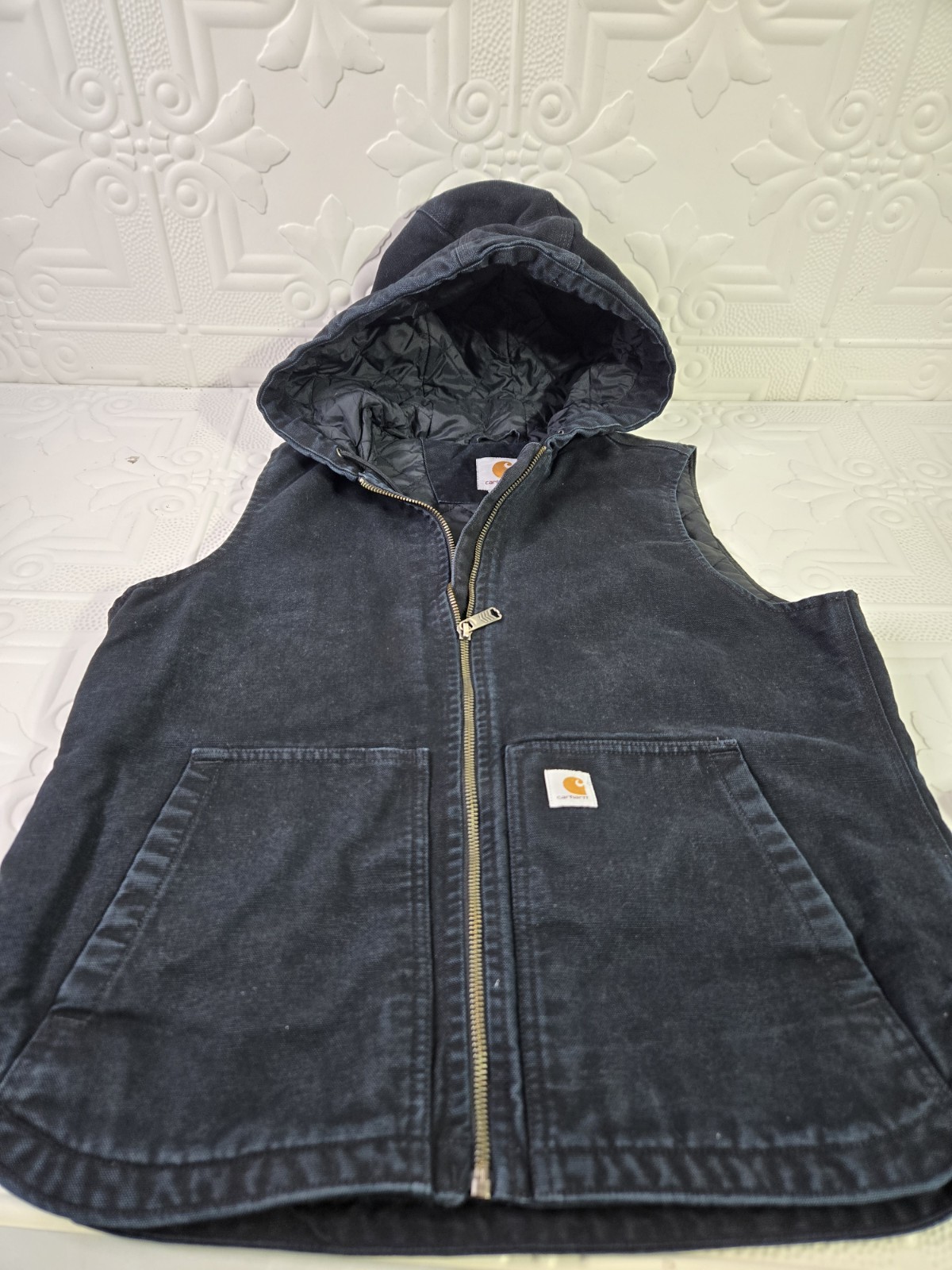 Carhartt Black Duck Canvas Hooded Vest Workwear 104026 Women’s Size M 8-10
