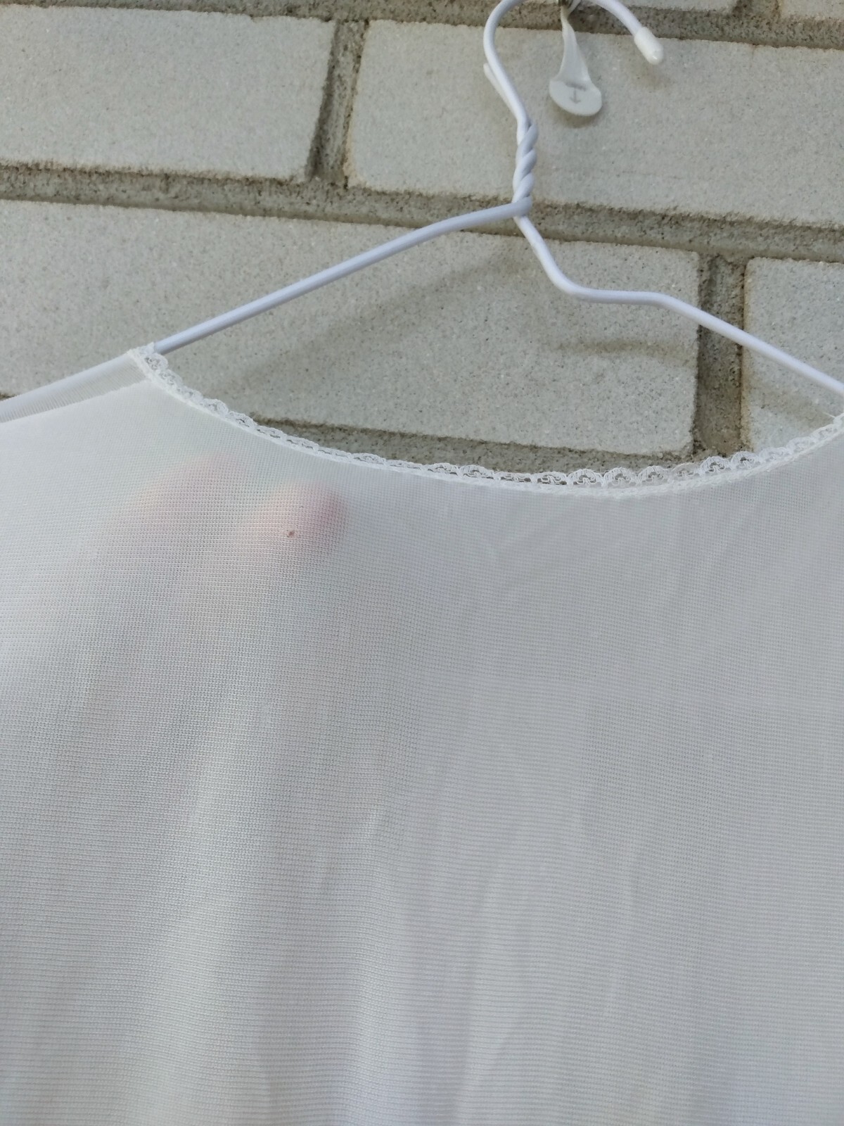 Vintage White Nylon Nightgown Long Nightie 39″ Bust Small Empire Waist