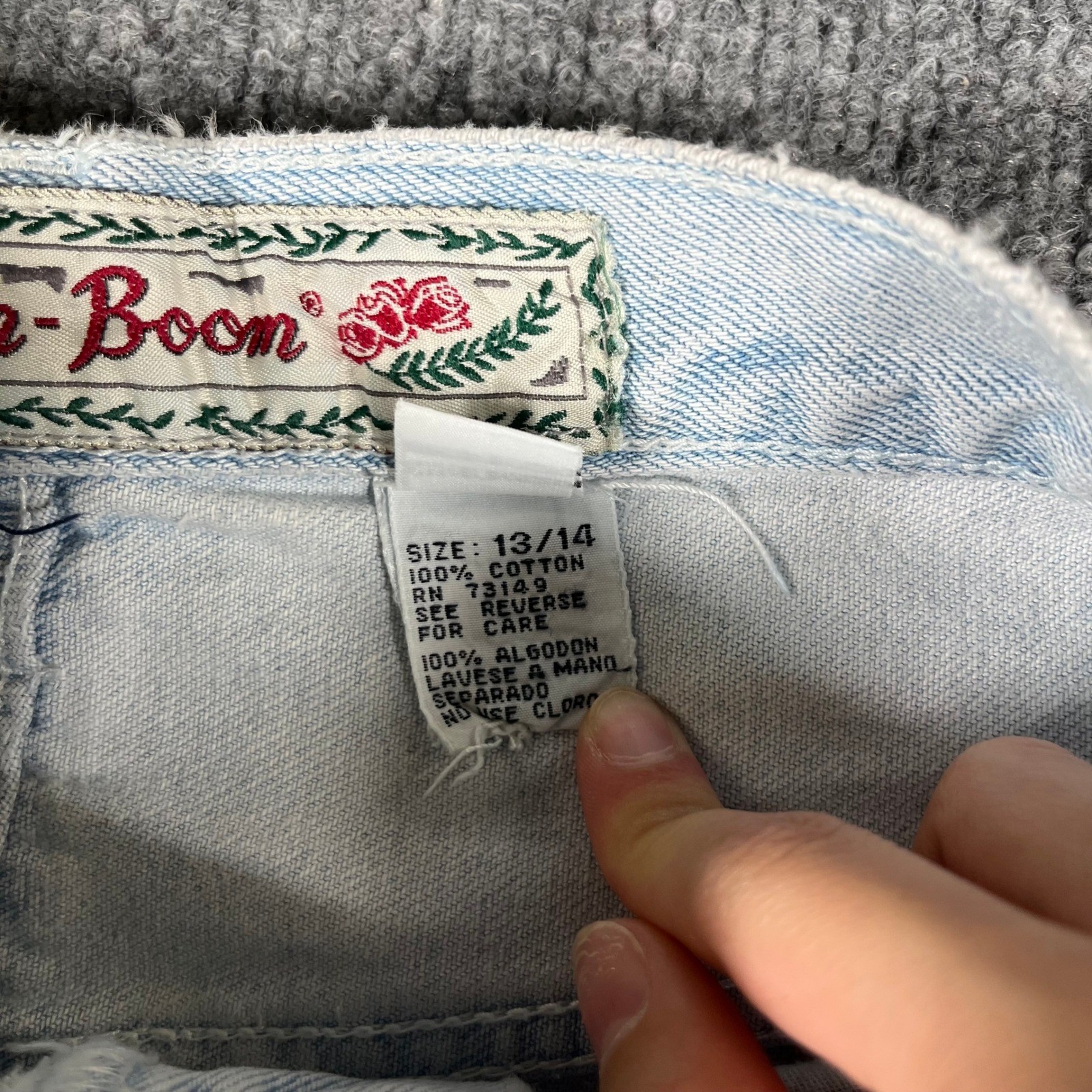 Boom-Boom Jeans Womens Size 13/14 Light Wash High Waisted Button Fly Tapered Leg