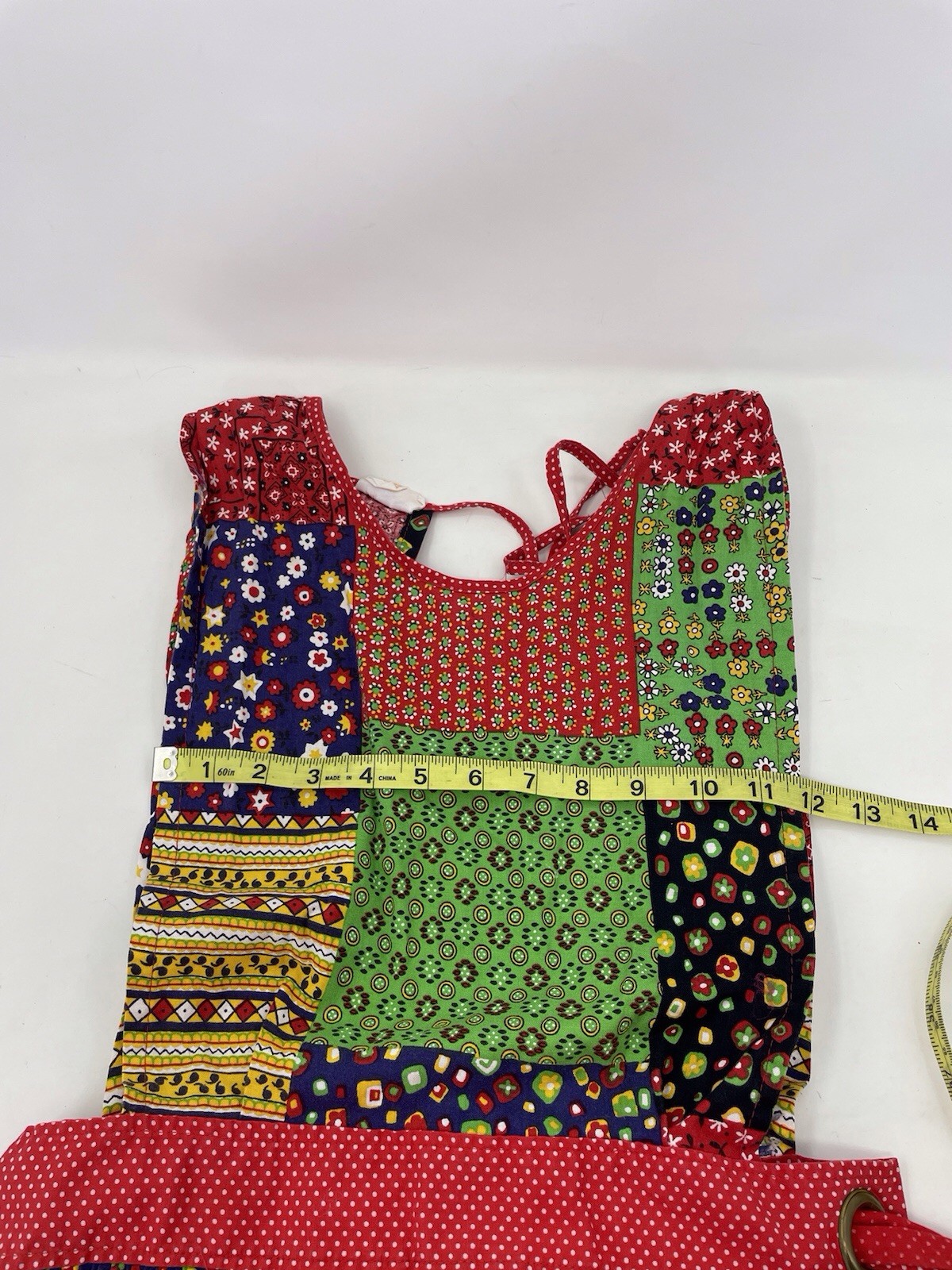 Vintage 60s 70s Design House Patchwork Cottage Core Apron Jumper Maxi Dress