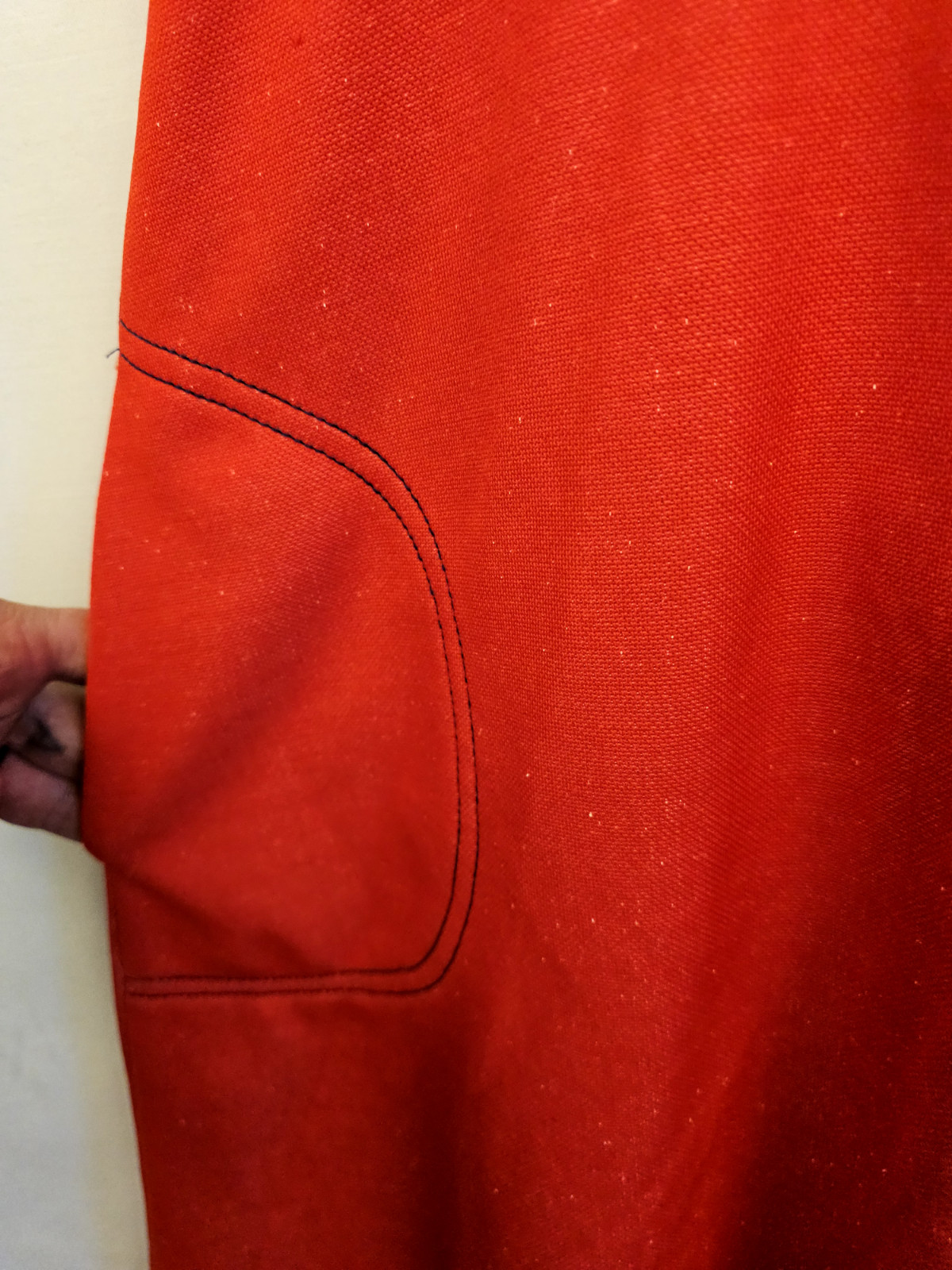 Vintage 1960s Red Polyester Dress With Mandarin Collar Front Circle Pockets 6