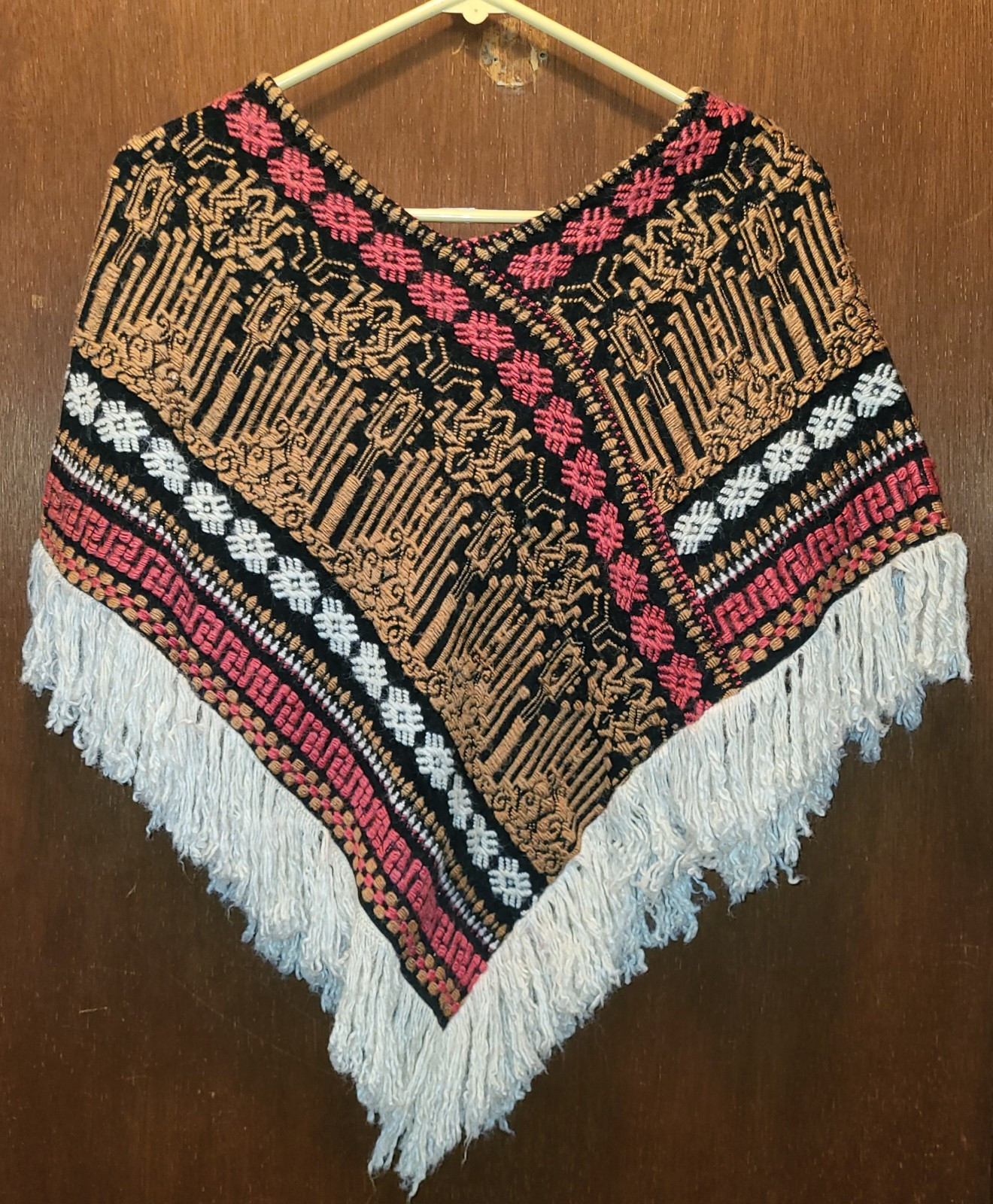 Vintage Boho Hippie Poncho Made On Greece