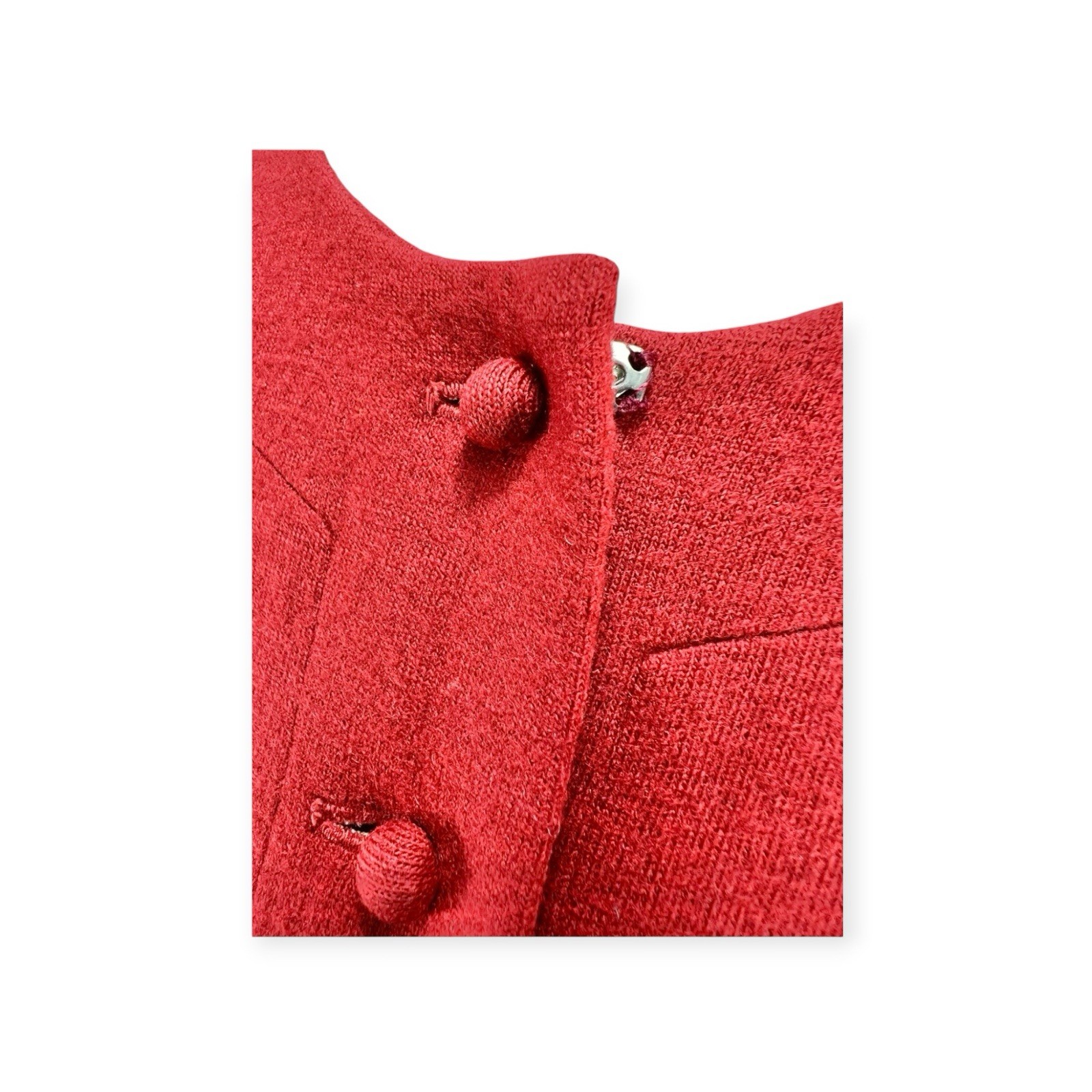 VTG 1940s RED WOOL FELT SWING SUIT JACKET SKIRT RHINESTONE BEE ROCKABILLY MCM M