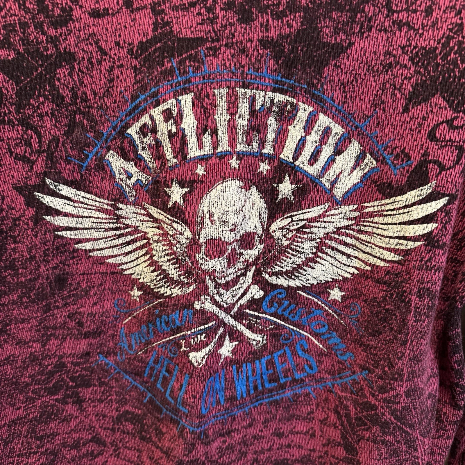 Affliction VTG Women Reversible Thermal Distressed Shirt Grunge Y2K M/L *READ*