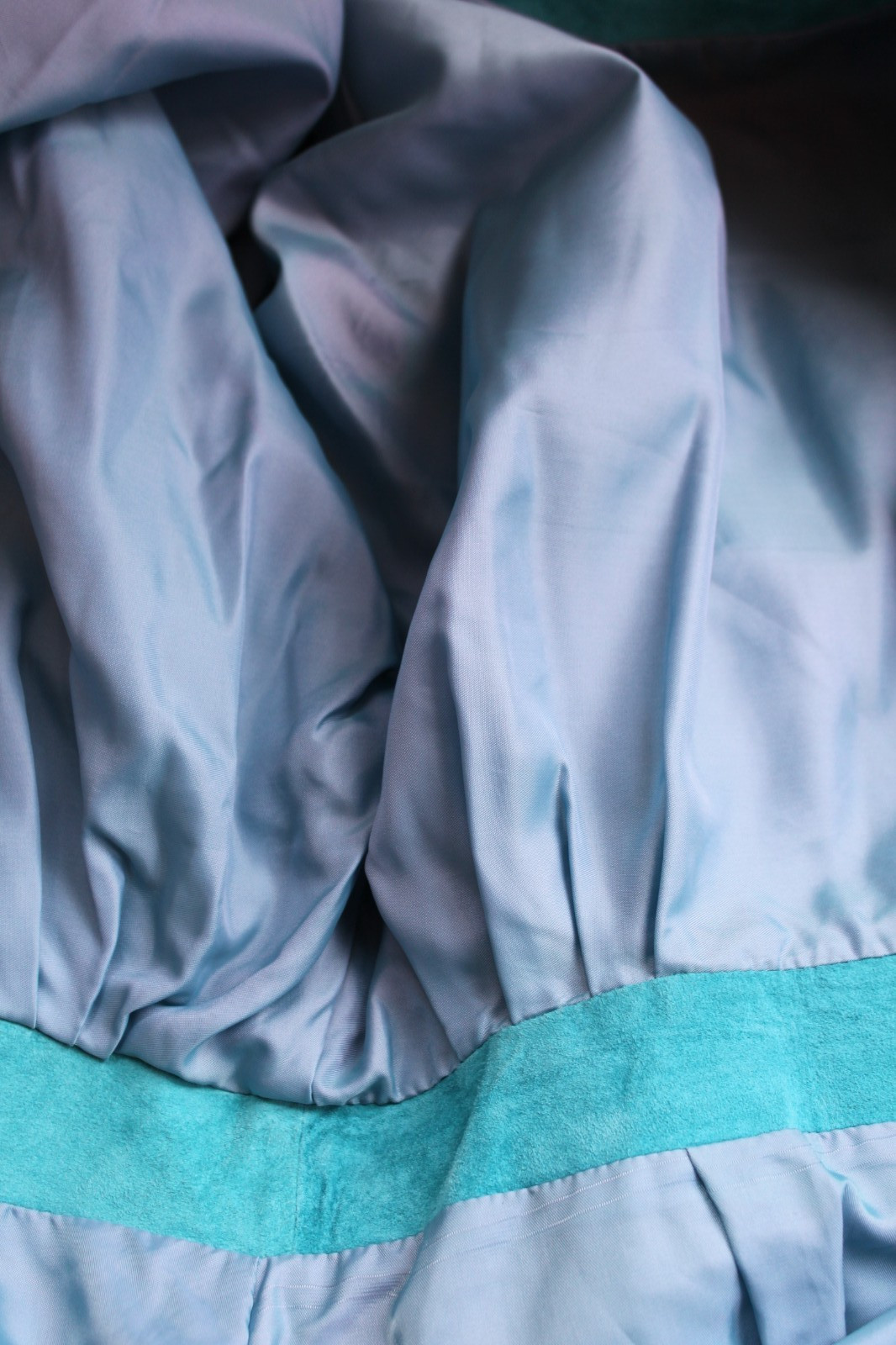 Vintage 80’s Turquoise Suede Leather Fitted Dress From Nordstrom L 28″ waist