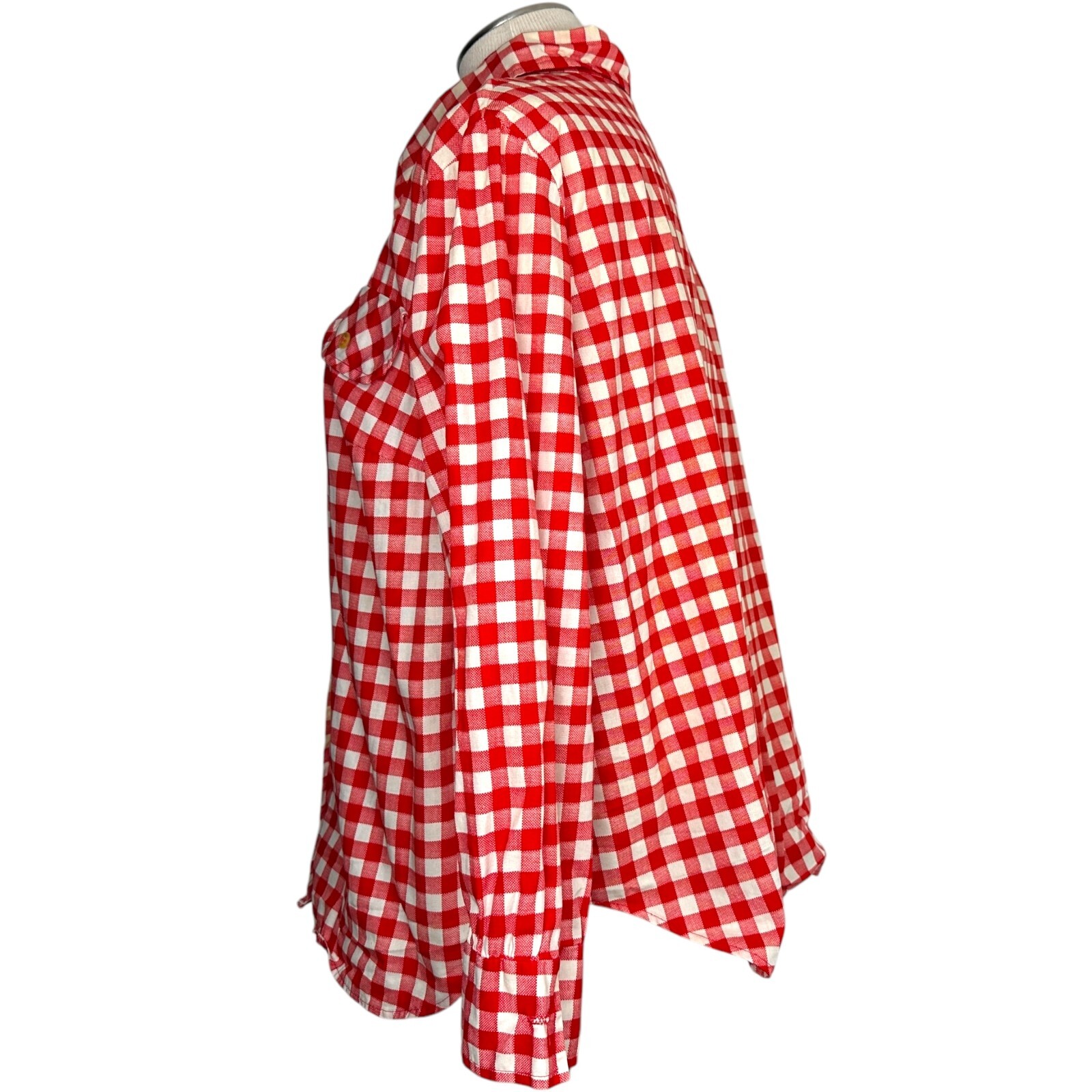 Vtg 70s JC Penney Fashions Picnic Table Plaid Check Shirt Blouse Long Sleeve 2XL