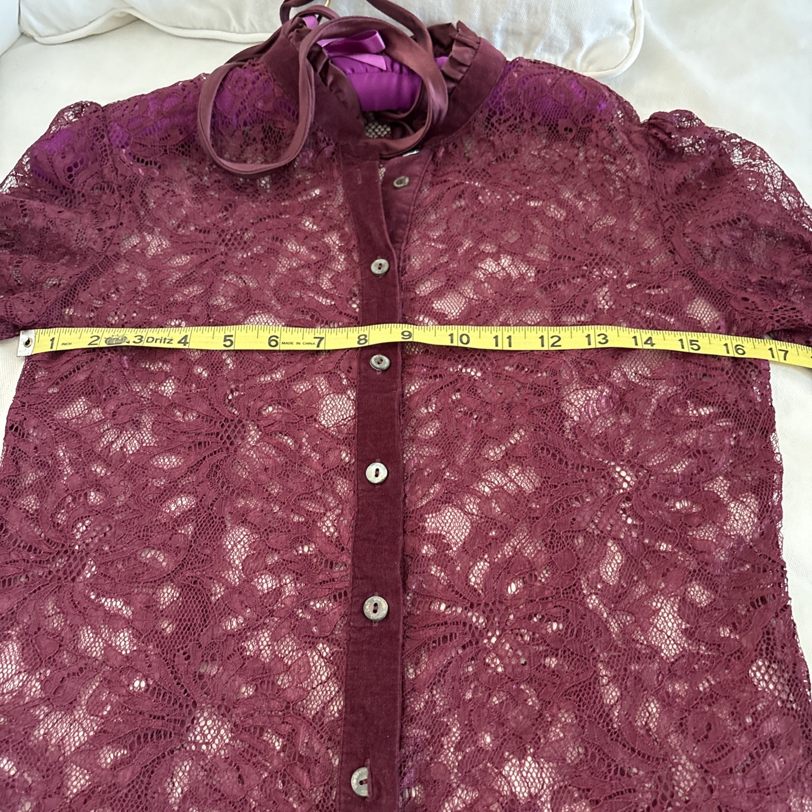 Vintage Dolce Gabbana D&G Silk Lace Mesh Long Sleeve Shirt Blouse Top Size 42