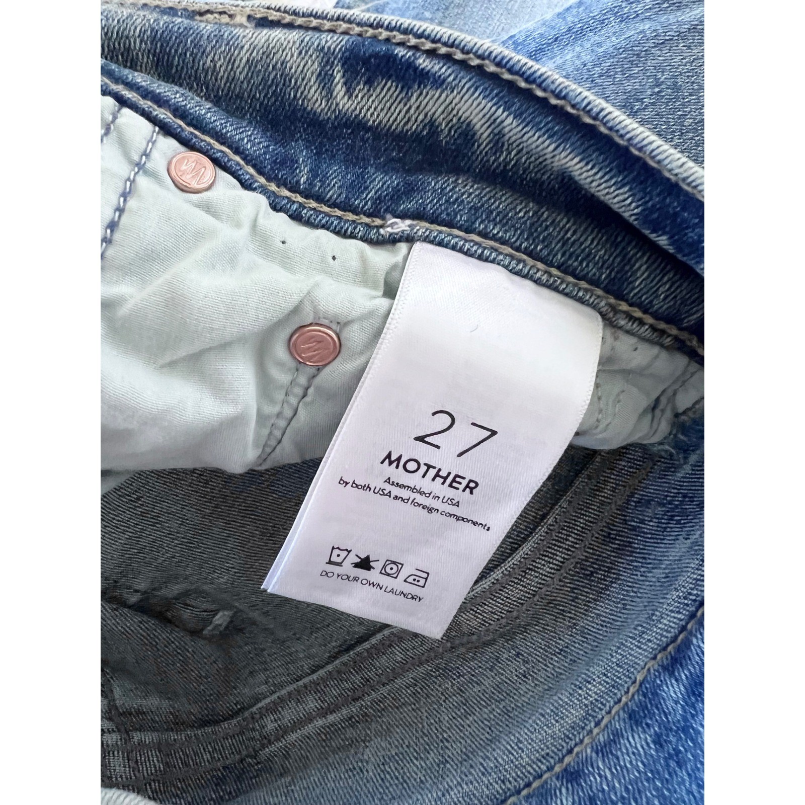 MOTHER The Tomcat Roller Ankle 27 Light Blue Jeans Wide Leg Crop