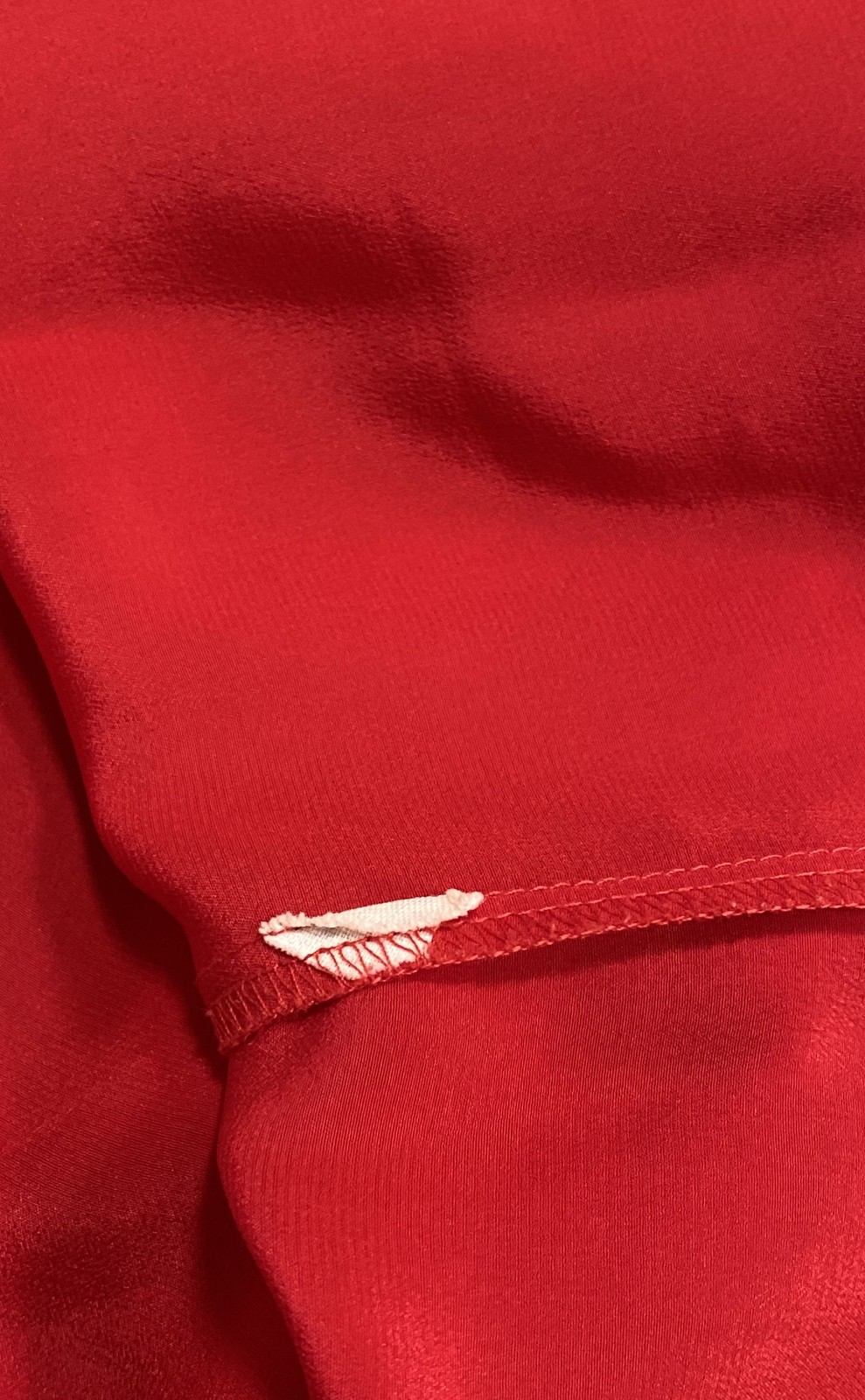 Vintage 80s Saint Pierre Women’s Red Silk Pleated Bib Blouse Sz 8
