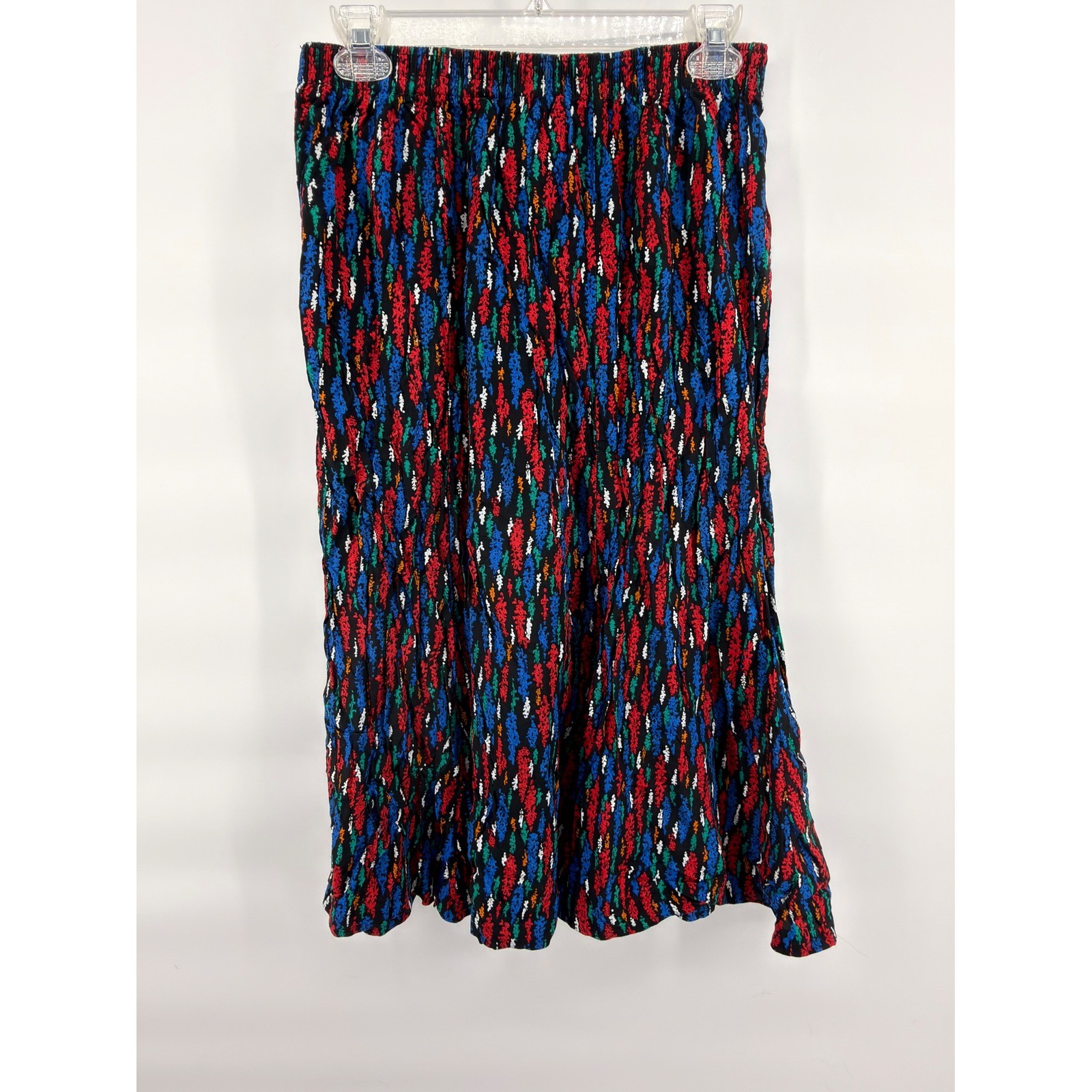 Vtg 80s Folio by Fire Islander Rayon Midi Skirt 14 Abstract Art Graphic Pleated