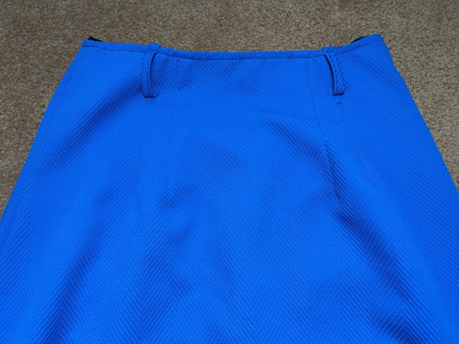Vintage 1970s Terry Chicago Cobalt Blue Maxi Skirt Talon Zipper Herringbone M/L?