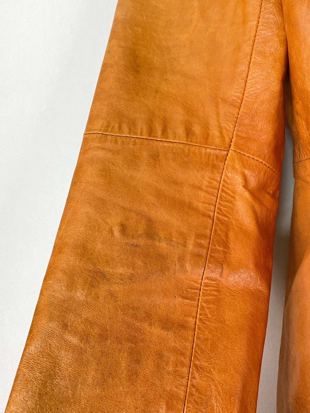 Vintage 1970s brown leather jacket caramel light orange jacket Pusco Mexico M