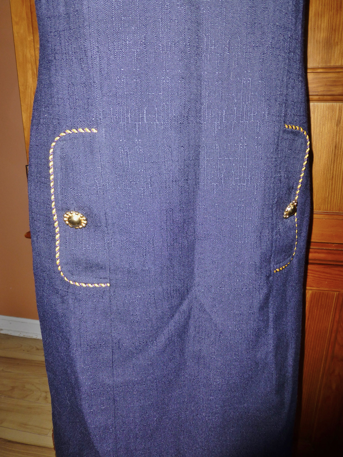 Vtg 80s Dress Emporio OLEG CASSINI Navy Military Chic Gold Buttons DRESS size 10
