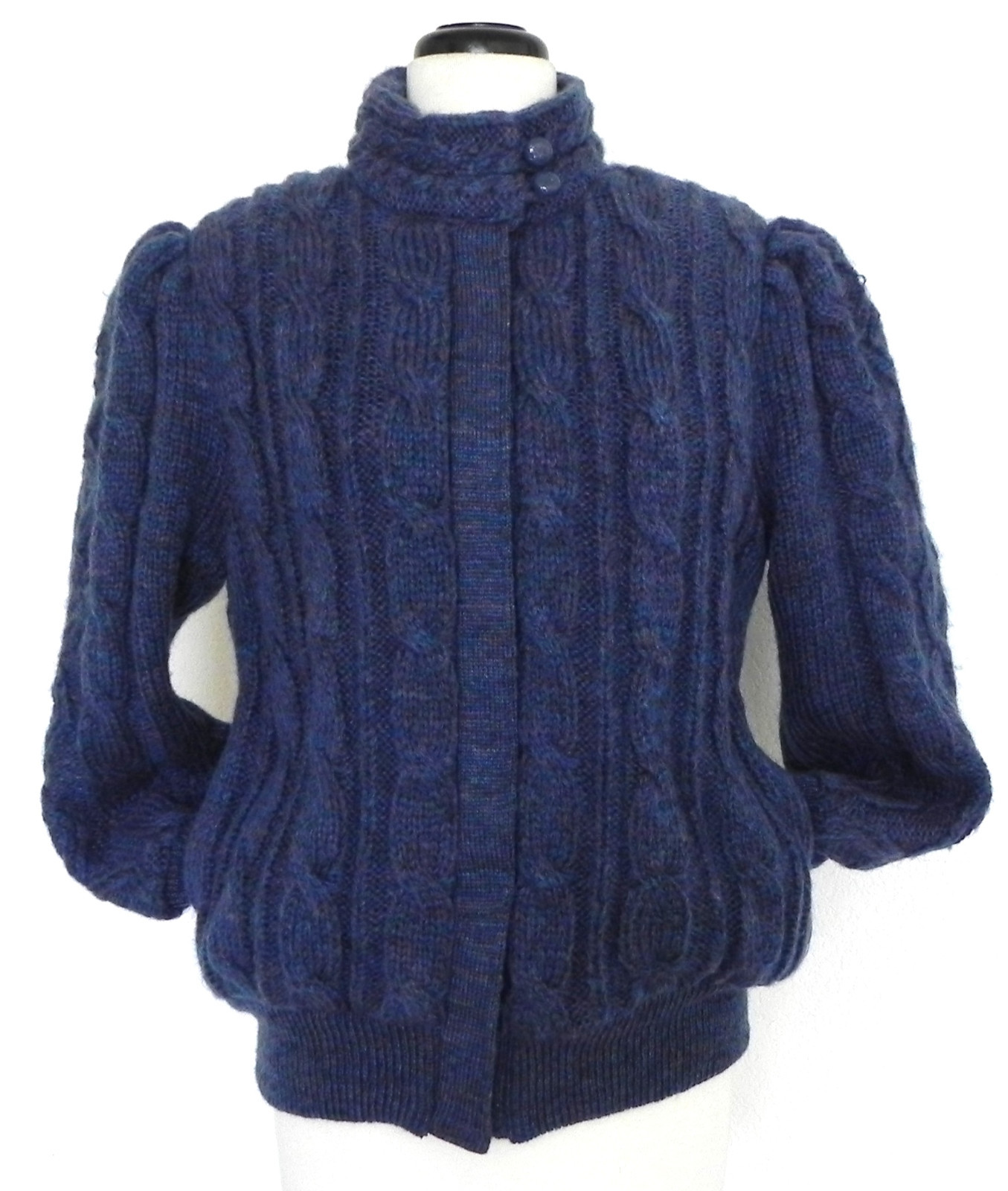 Vtg Lindsay Scott Sweater Jacket Full Lined Full Zip Pockets Pad Shoulder Size M