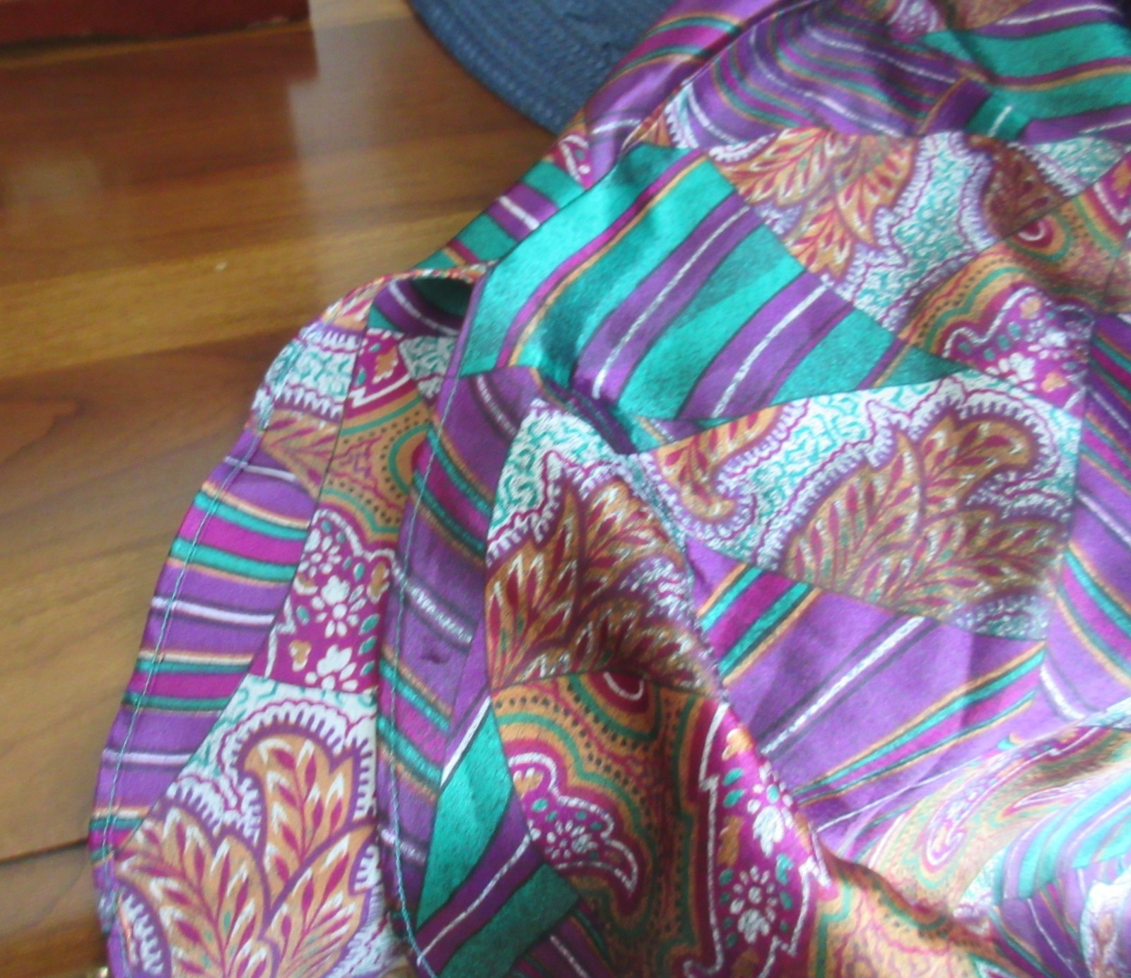 1970’s LAUREN ALEXANDRA midi EMERALD GREEN PURPLE bias chemise nightgown dress M