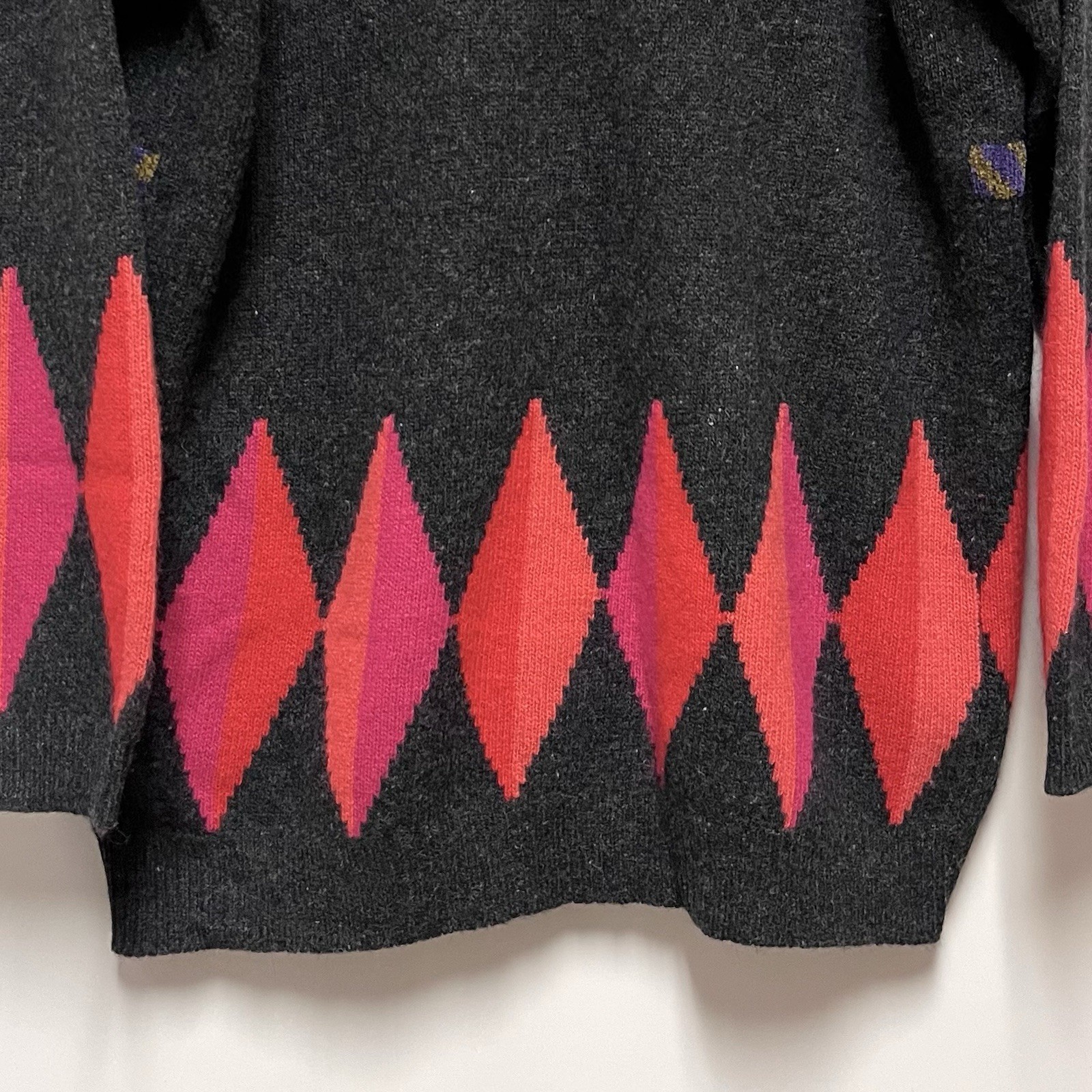 Vintage Argyle Sweater LambsWool Angora L Academia Preppy Cozy Retro Schoolgirl